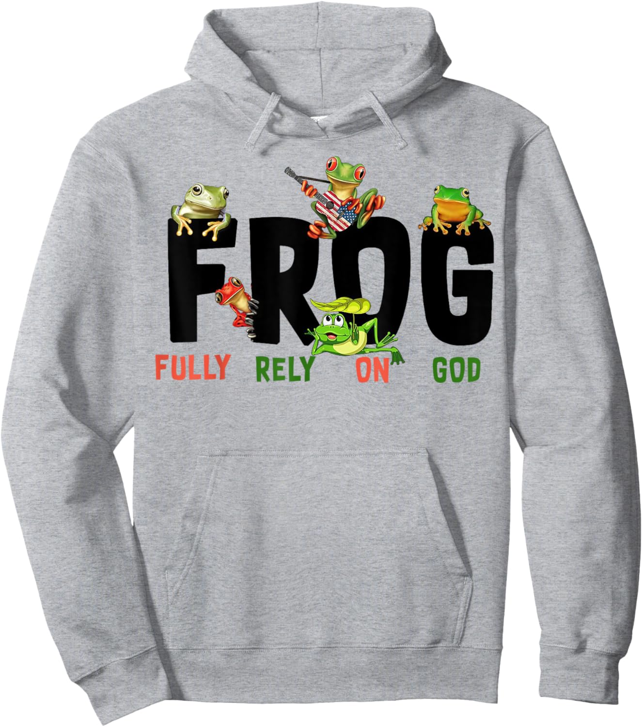Funny Frog Fully Rely On God Shirt - Kids Christian - White - Small - Short Sleeve Hoodie - Hoodie | Ash
