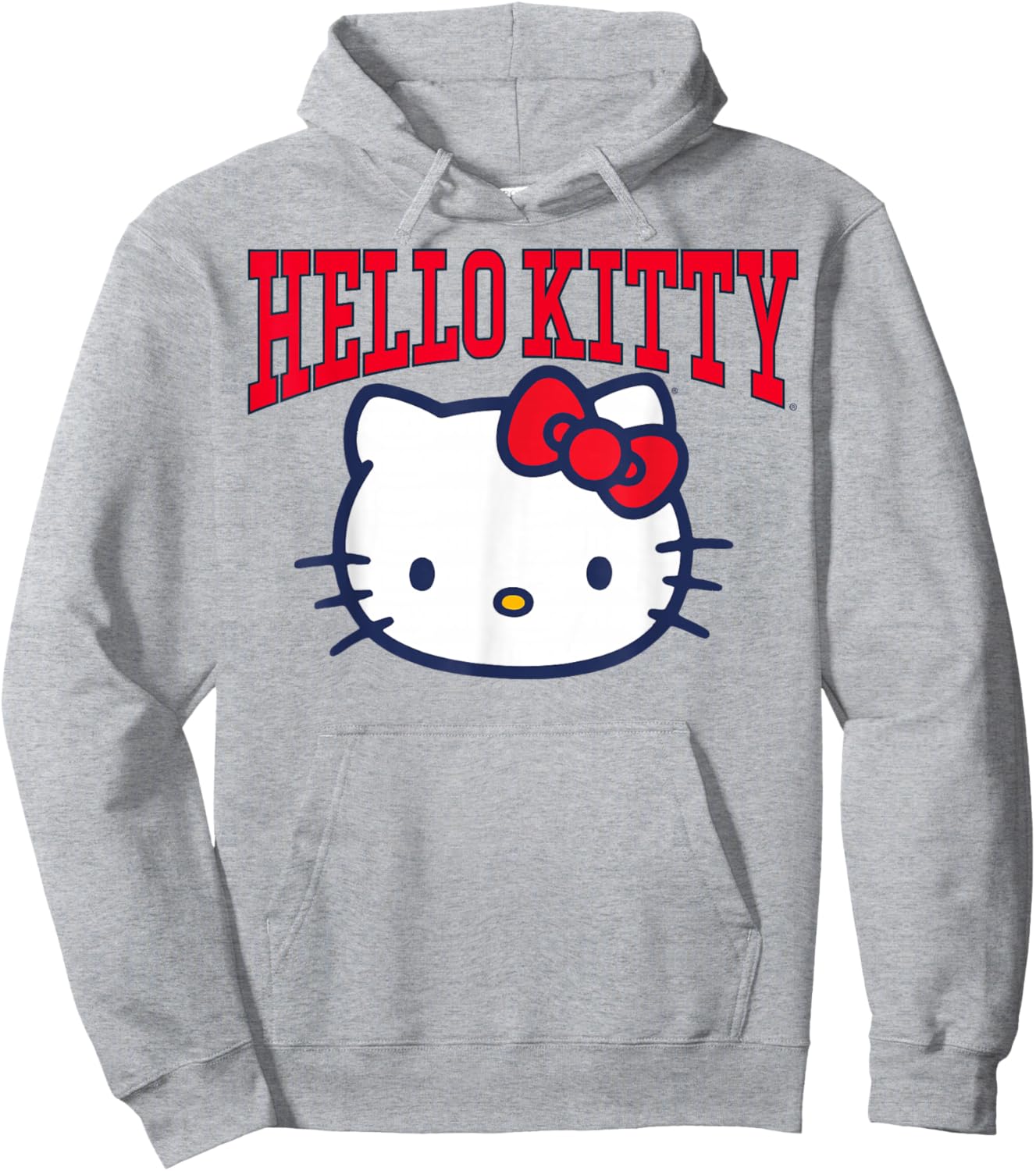Hello Kitty Varsity Style Big Face Logo Hoodie - Hoodie | Ash