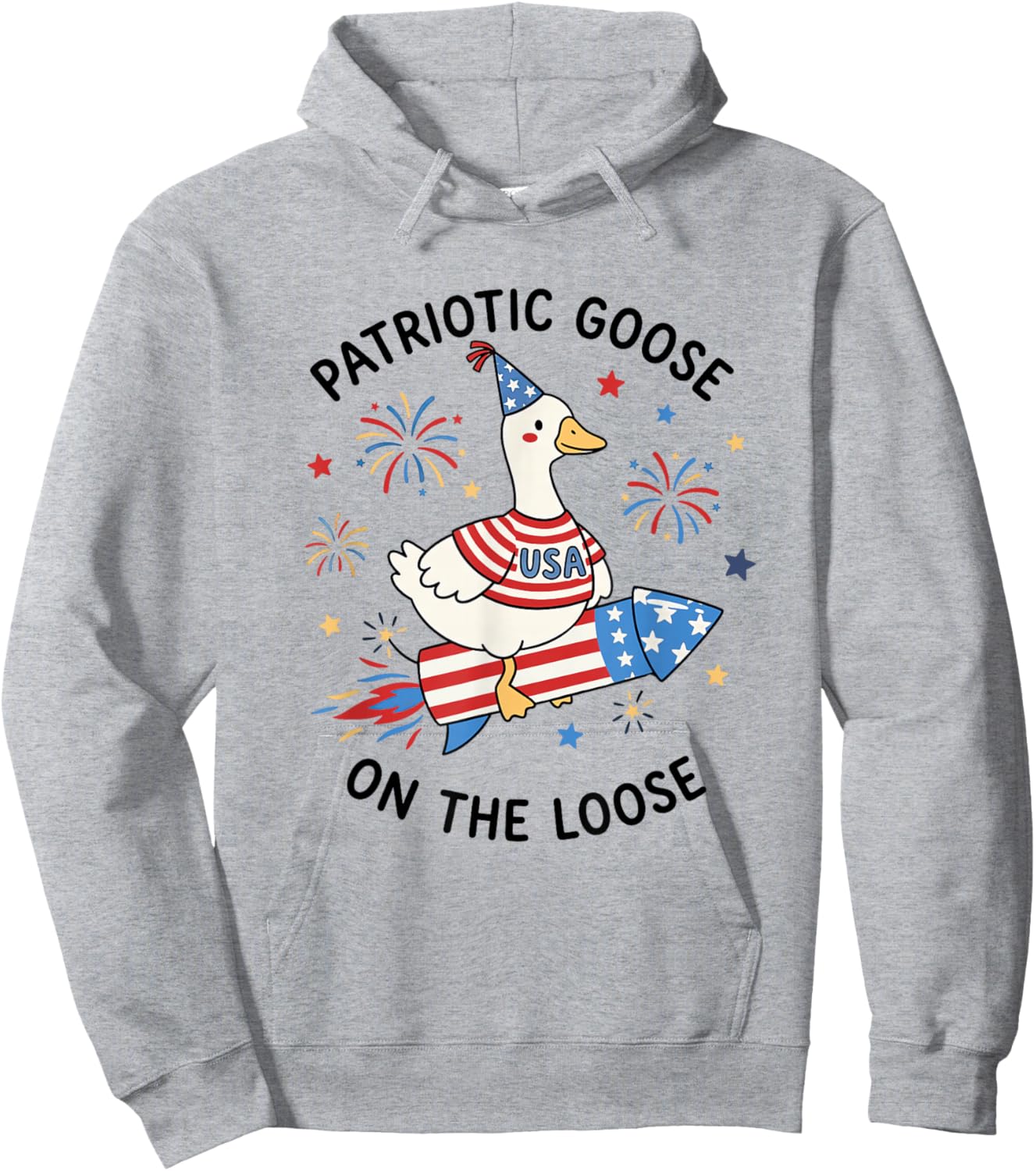 Patriotic Goose On-The-Loose USA 250th Anniversary July 4th Hoodie - Hoodie | Ash