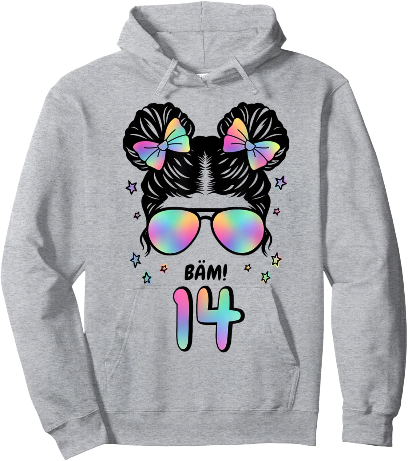 14th Birthday Girl Messy Bun Bäm! 14 Hoodie - Hoodie | Ash