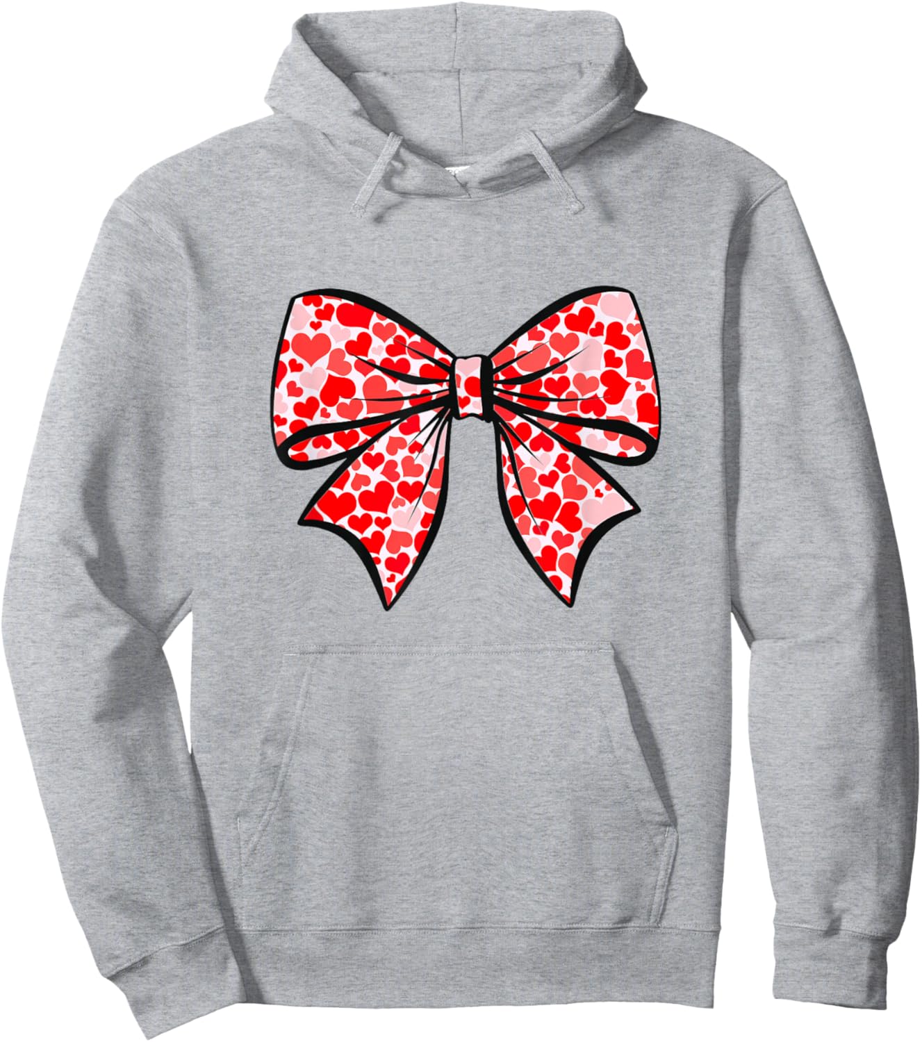 Coquette Bow with Hearts Soft Girl Aesthetic Hoodie - Hoodie | Ash