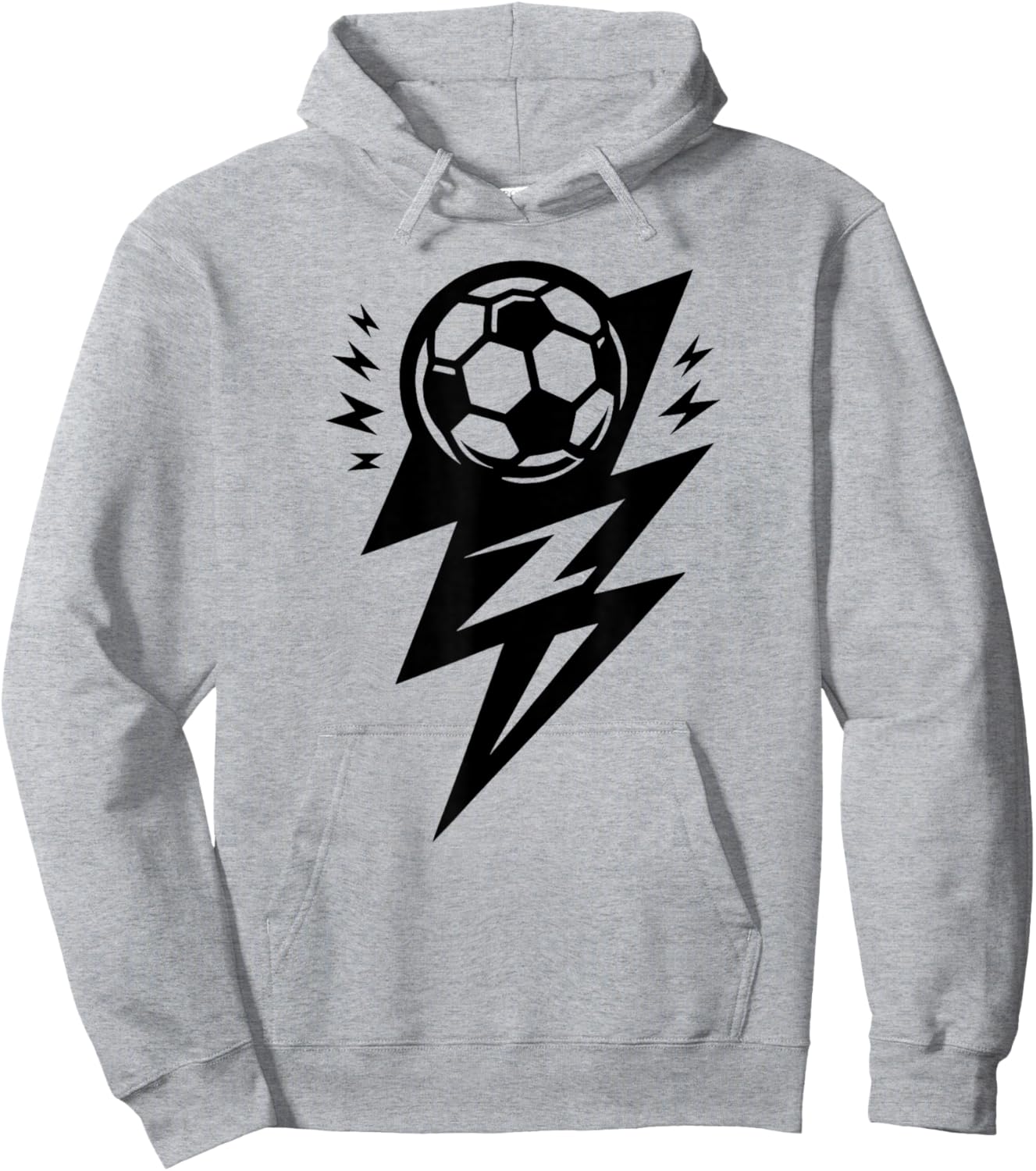Lightning Bolt Football or Soccer Player Black Graphic Hoodie - Hoodie | Ash