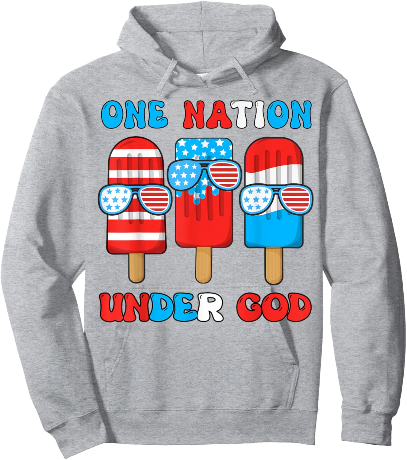 Boy One Nation Under God Son Funny 4th July Popsicle Toddler Hoodie - Hoodie | Ash