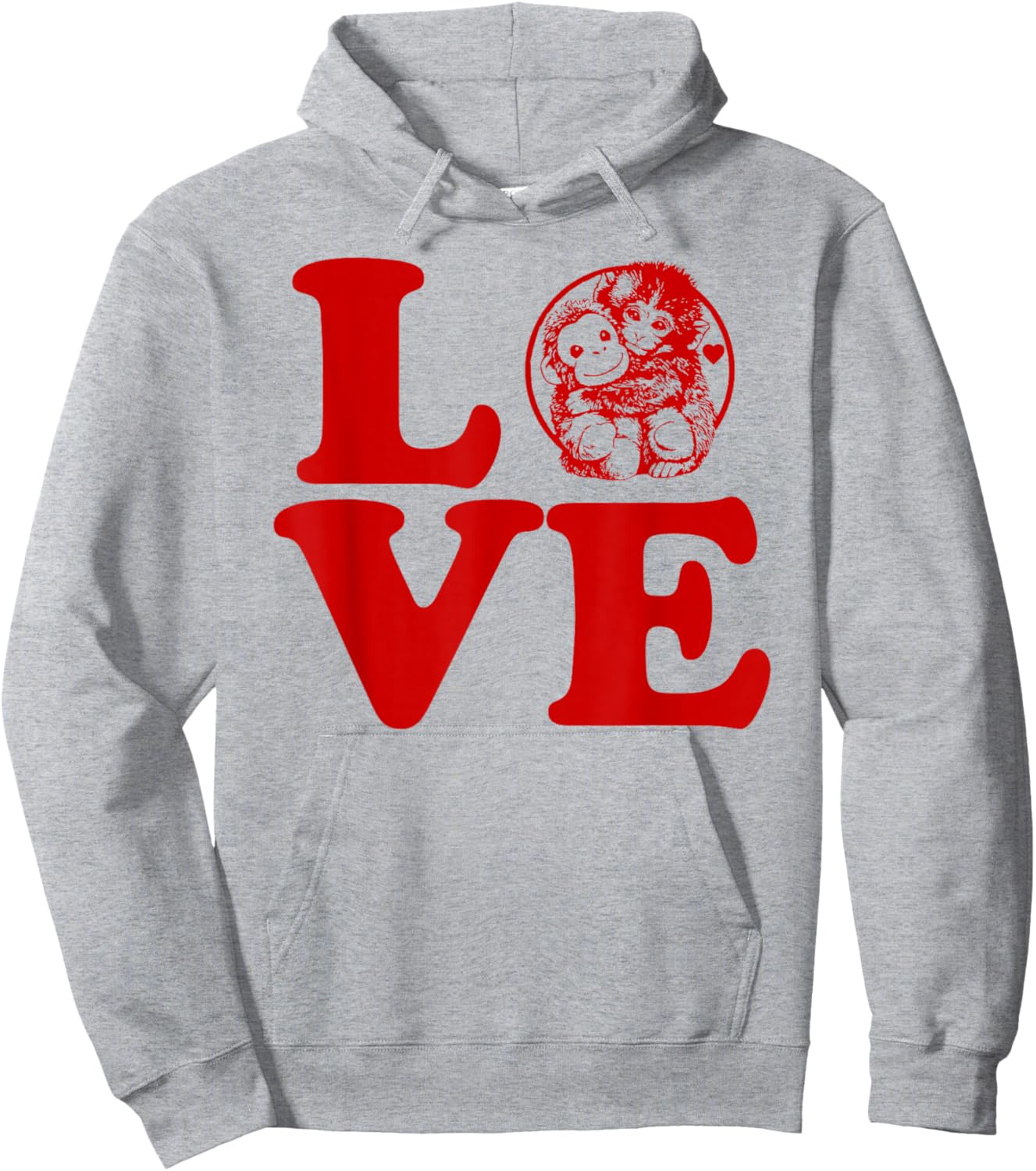 Love Heart Punch Monkey with Plush Orangutan Team Punch Hoodie - Hoodie | Ash