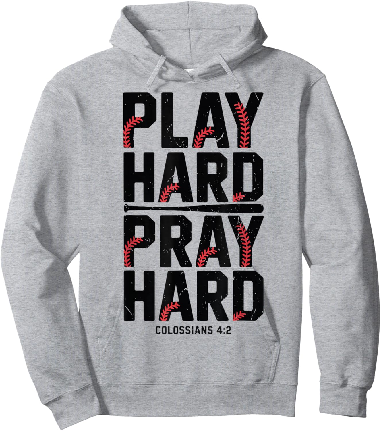 Play Hard Pray Hard Christian Baseball Boy Youth Jesus Gift Hoodie - Hoodie | Ash