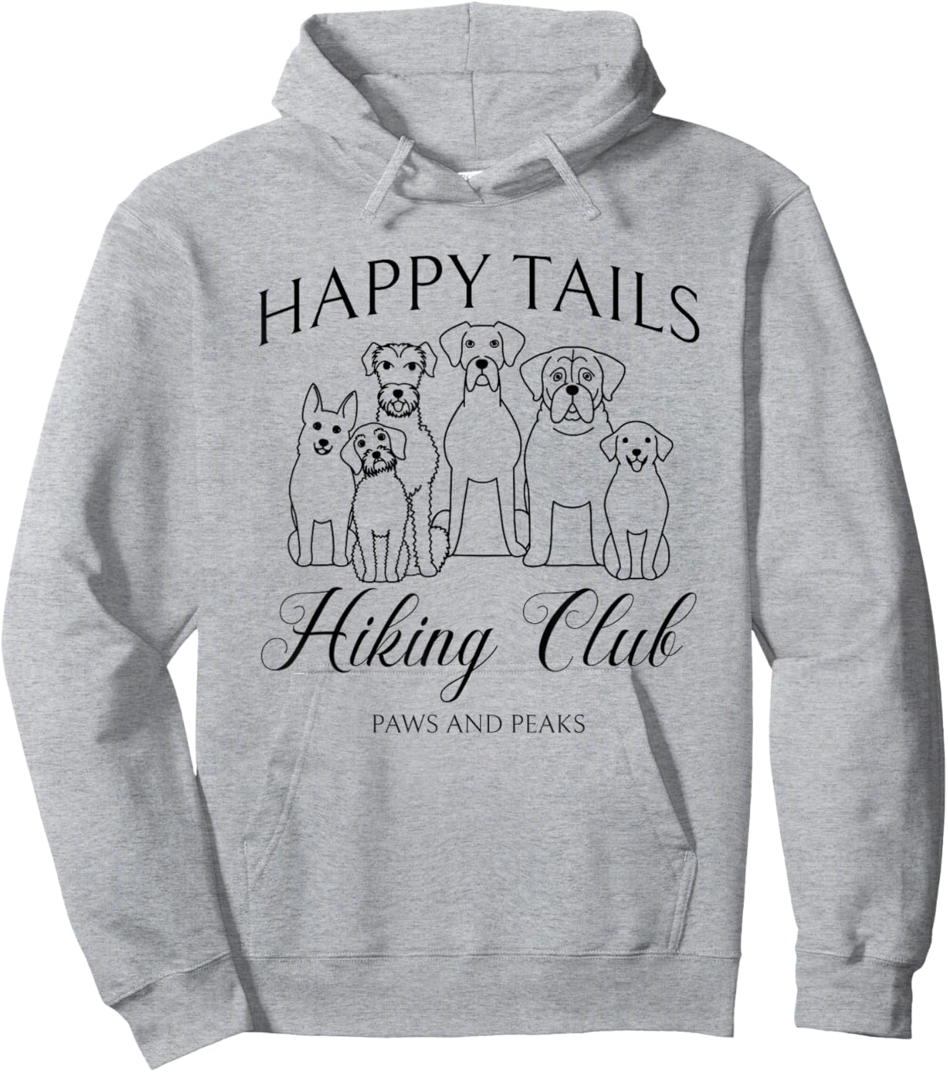 Happy Tails Dog Hiking Club Mountain Adventure Outdoors Hoodie - Hoodie | Ash