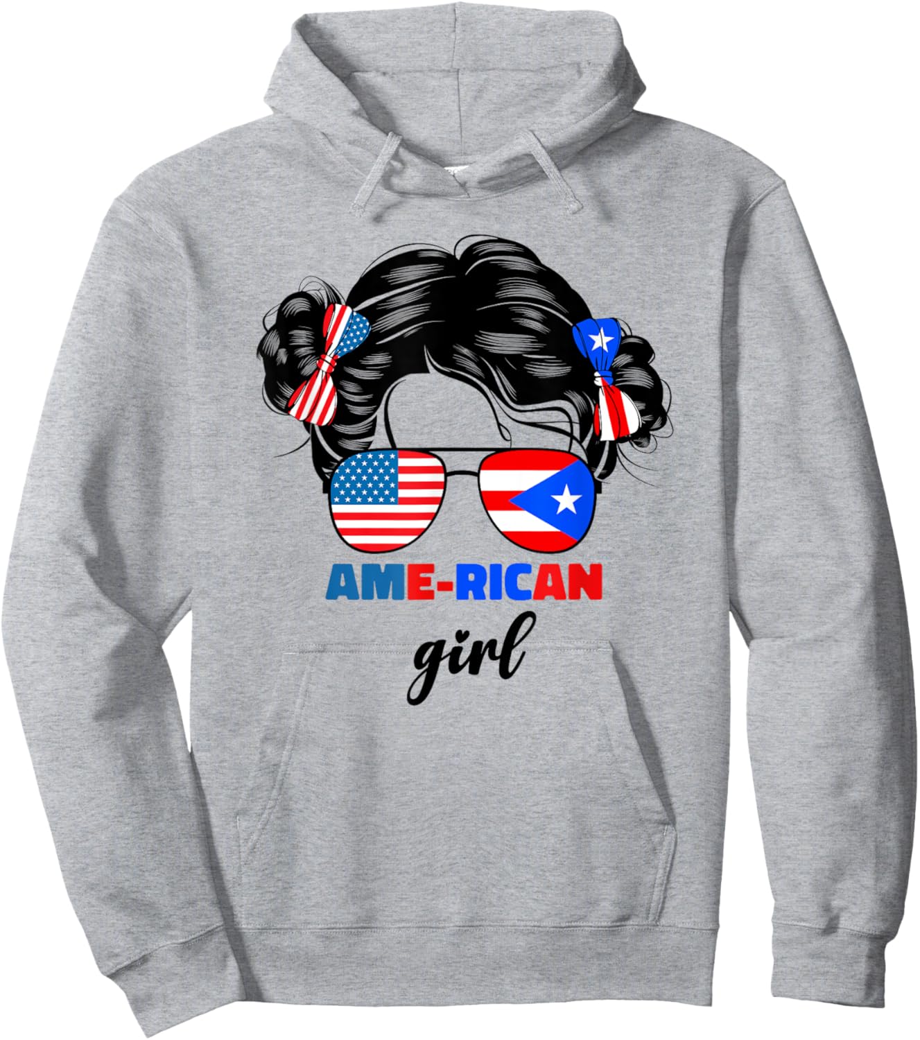 Half American And Puerto Rican Rico Flag Kids Baby Girls Hoodie - Hoodie | Ash