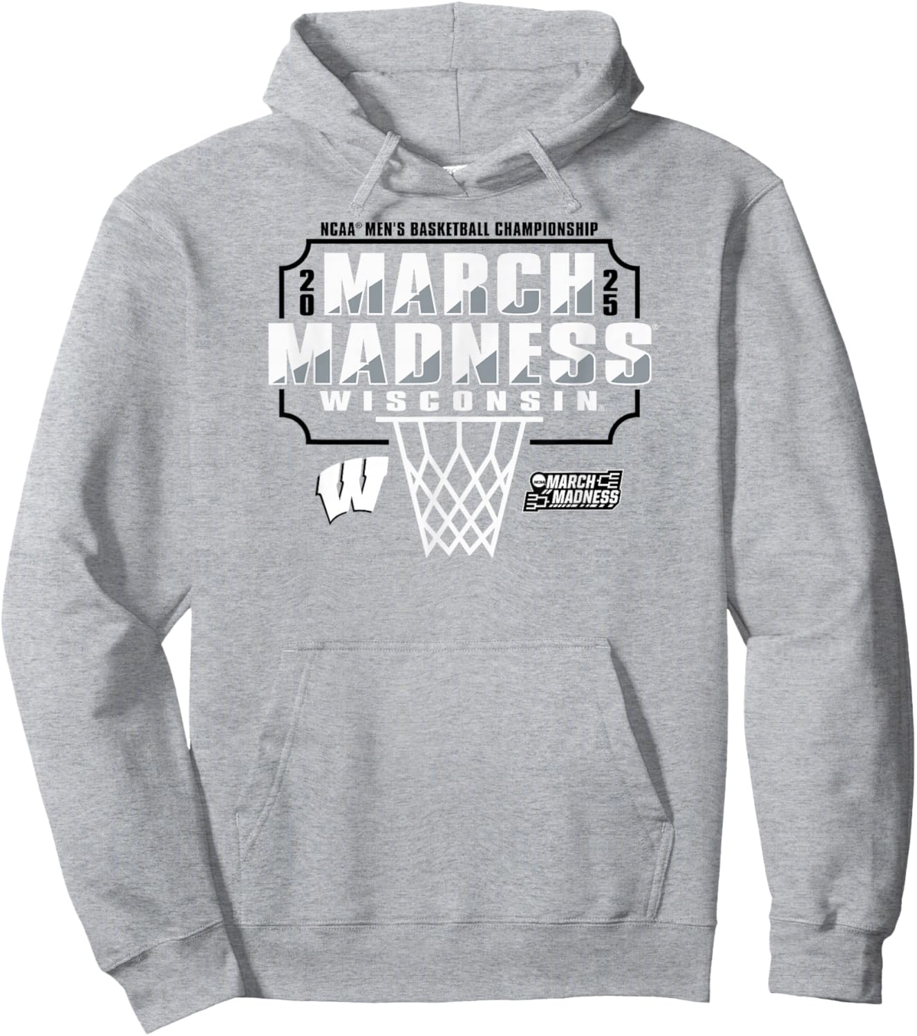 Wisconsin Badgers March Madness 2025 Men's Basketball Red Hoodie - Hoodie | Ash