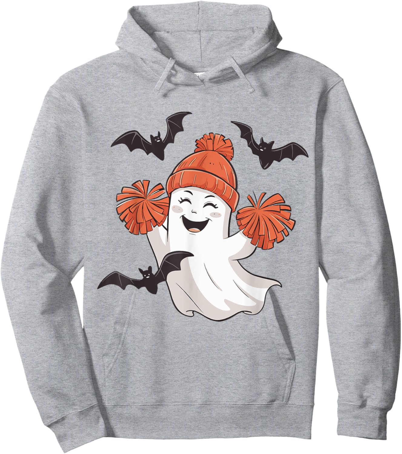 Funny Cheer Ghost Cheerleading Spooky Cheerleader Halloween Hoodie - Hoodie | Ash
