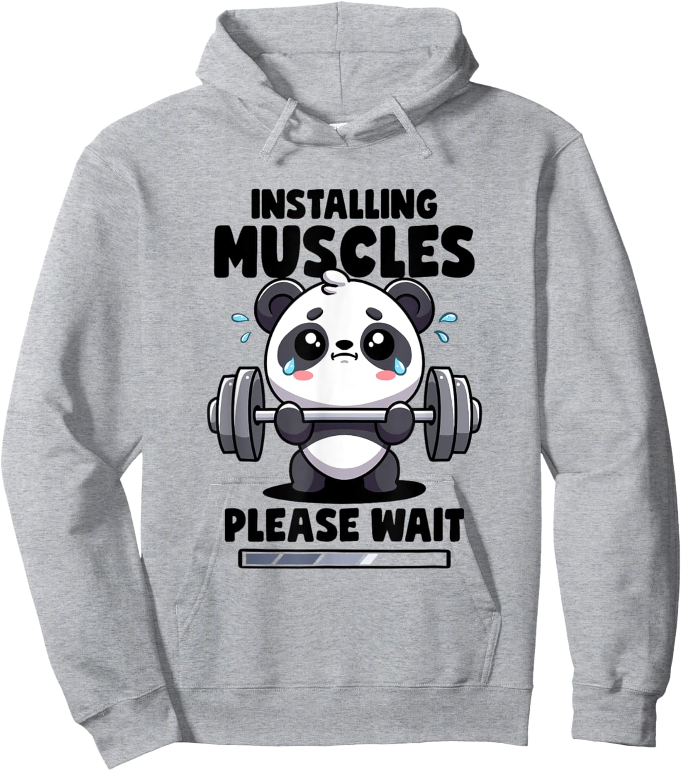 Installing Muscles Please Wait Panda Lifting Gym Quote Panda Hoodie - Hoodie | Ash