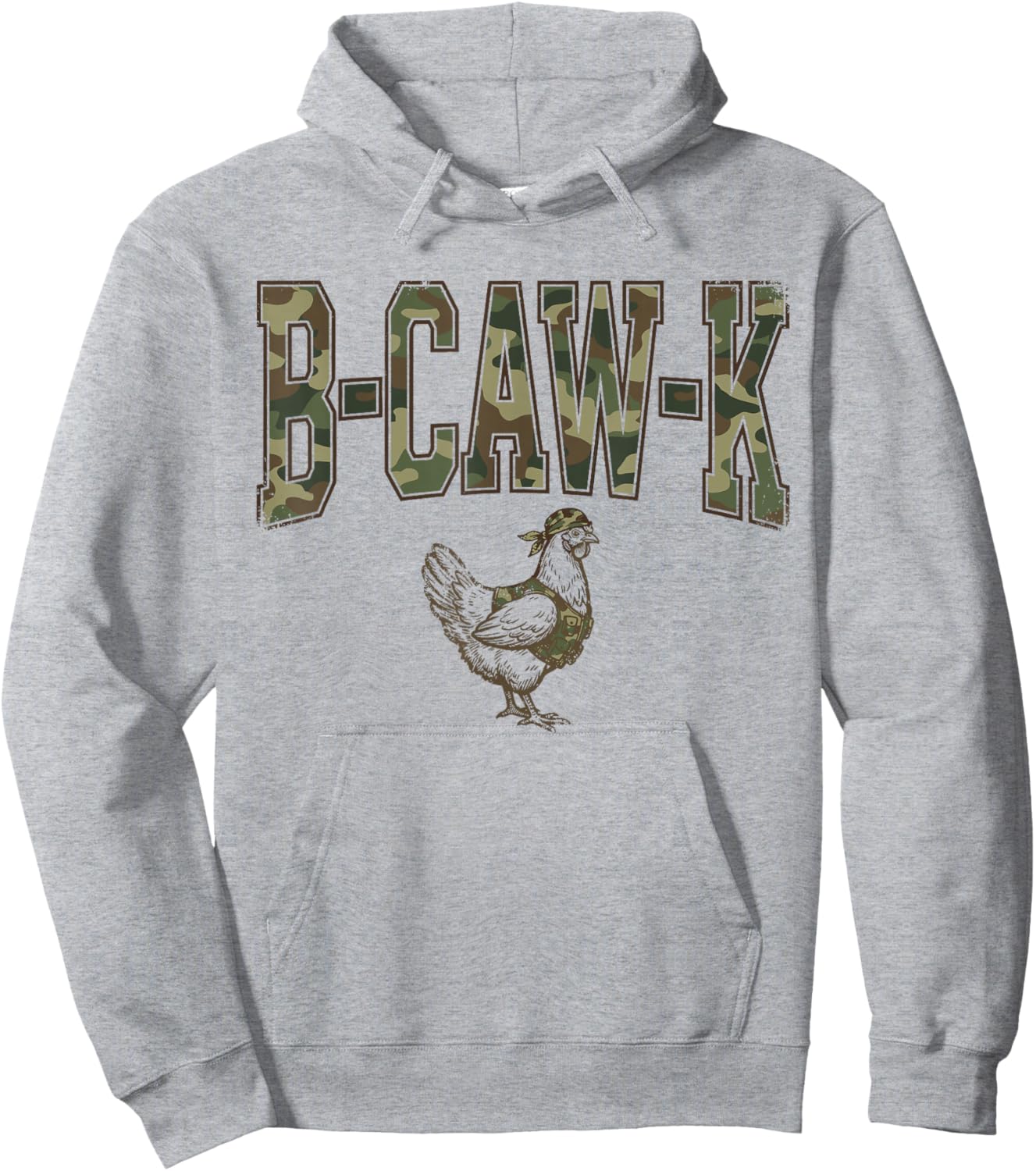 B-Caw-K Funny Chicken Military Camo Army Soldier Tactical Hoodie - Hoodie | Ash