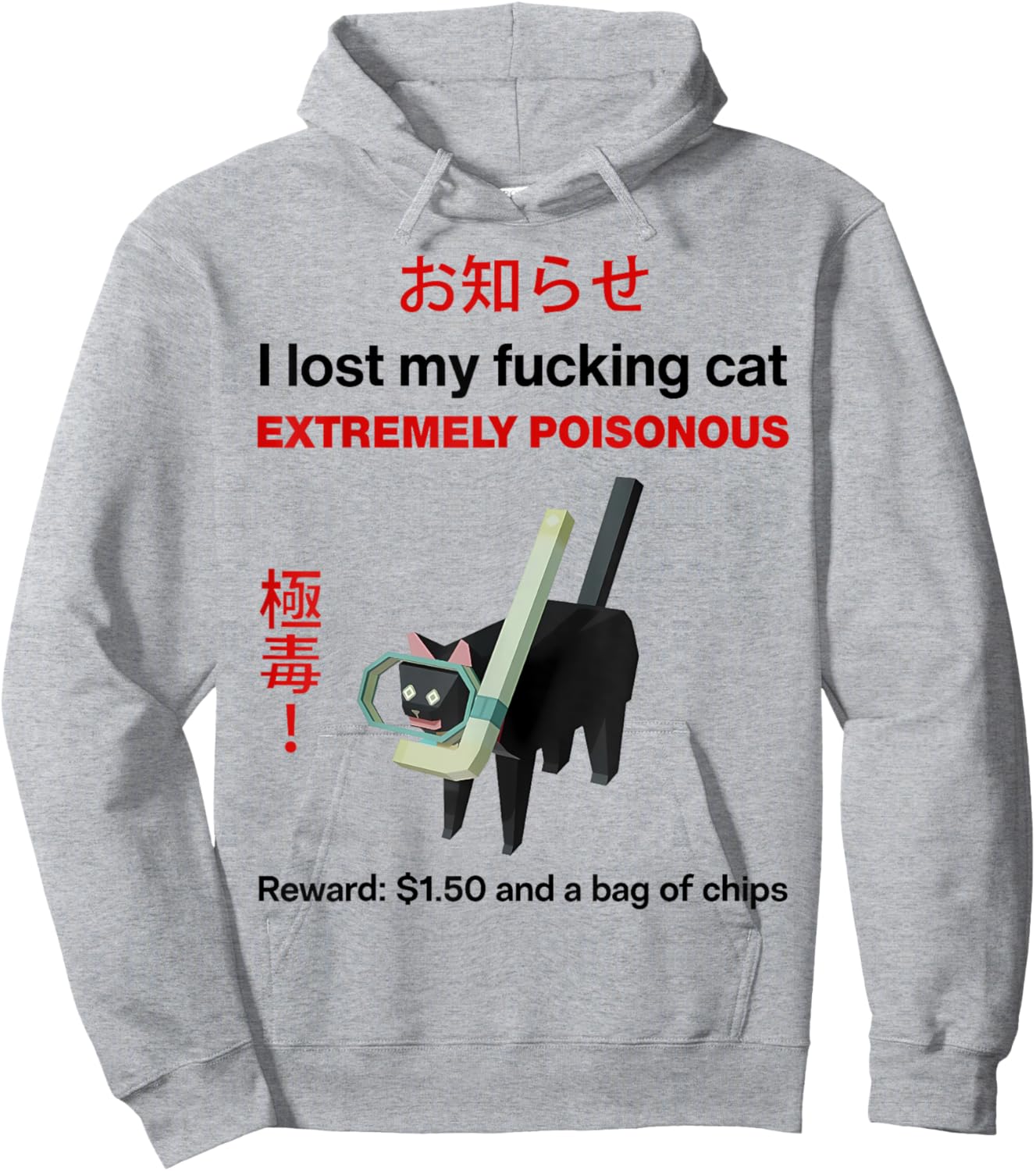 I Lost My Fcking Cat Extremely Poisonous Reward Scuba Cat Hoodie - Hoodie | Ash