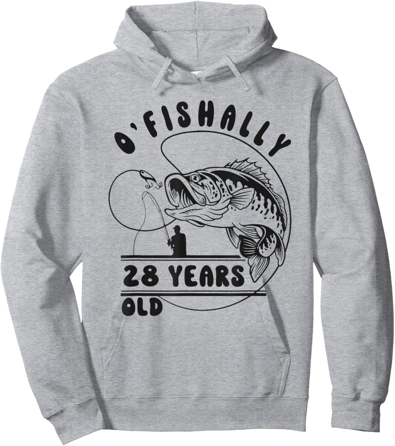 O’fishally 28 Years Old, Funny Fishing 28th Birthday Hoodie - Hoodie | Ash