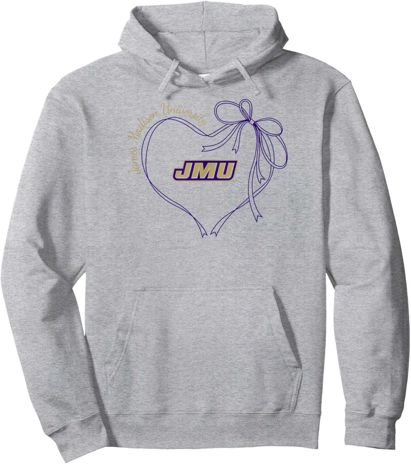 James Madison Dukes Bow Heart White Officially Licensed Hoodie - Hoodie | Ash