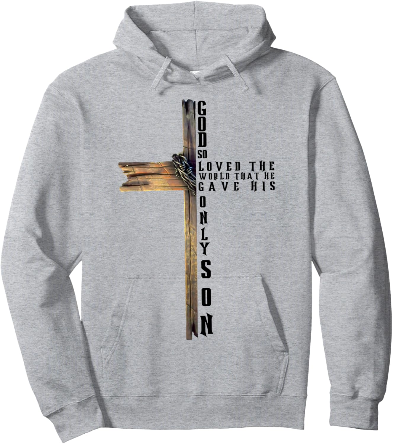 John 3:16 Christian Cross Bible Hoodie - Hoodie | Ash