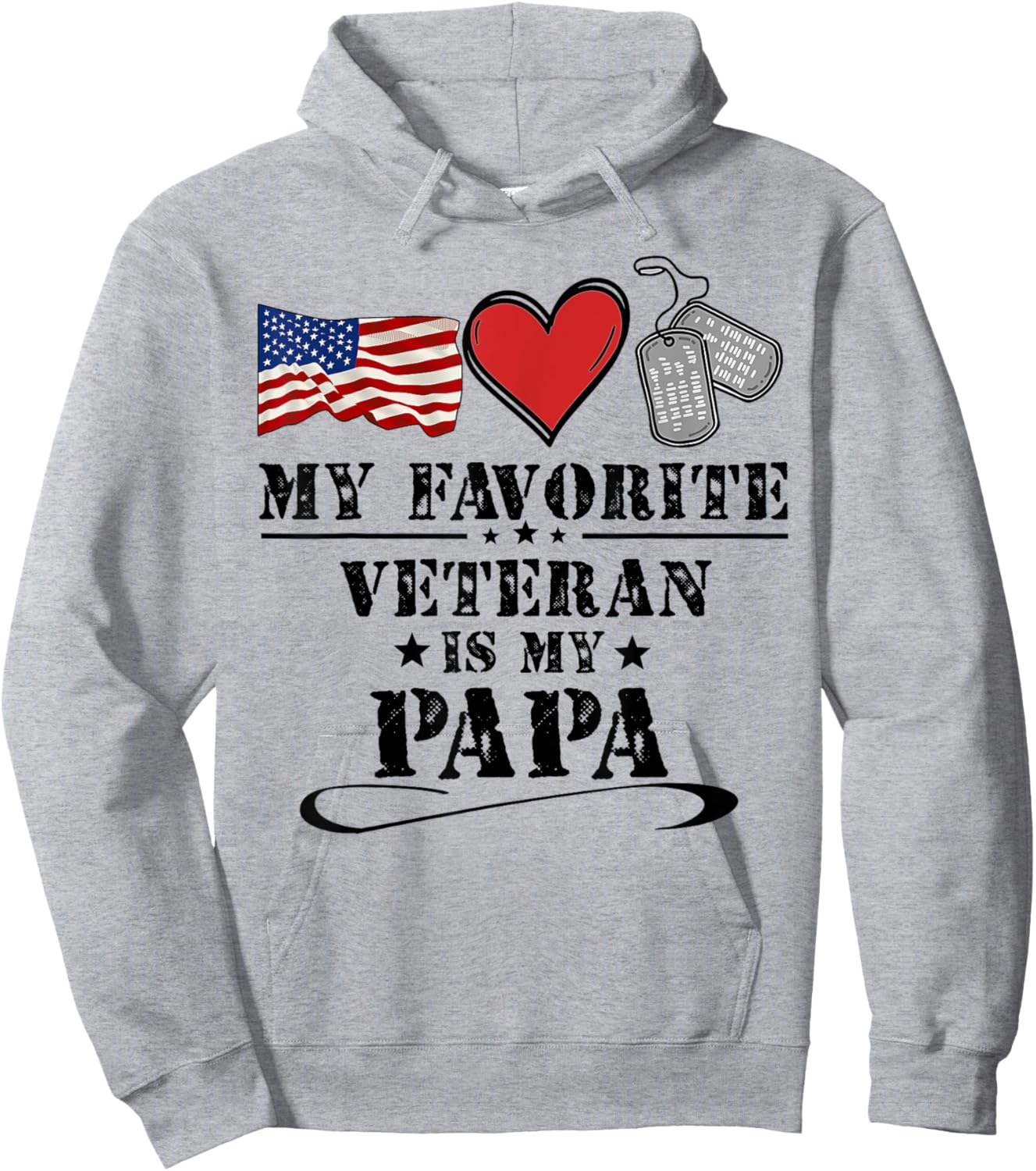My Favorite Veteran Is My Papa Father Veterans Day Kids Hoodie - Hoodie | Ash