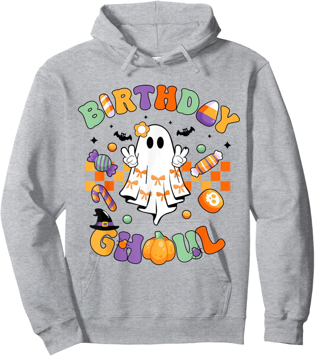 Birthday Ghoul Retro Groovy Boo Ghost Halloween Birthday Hoodie - Hoodie | Ash