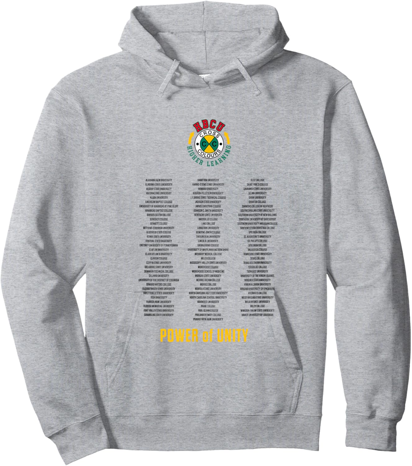 CROSS COLOURS HBCU | Historically Black Colleges | Higher Learning - White, Small, Short Sleeve Hoodie - Hoodie | Ash