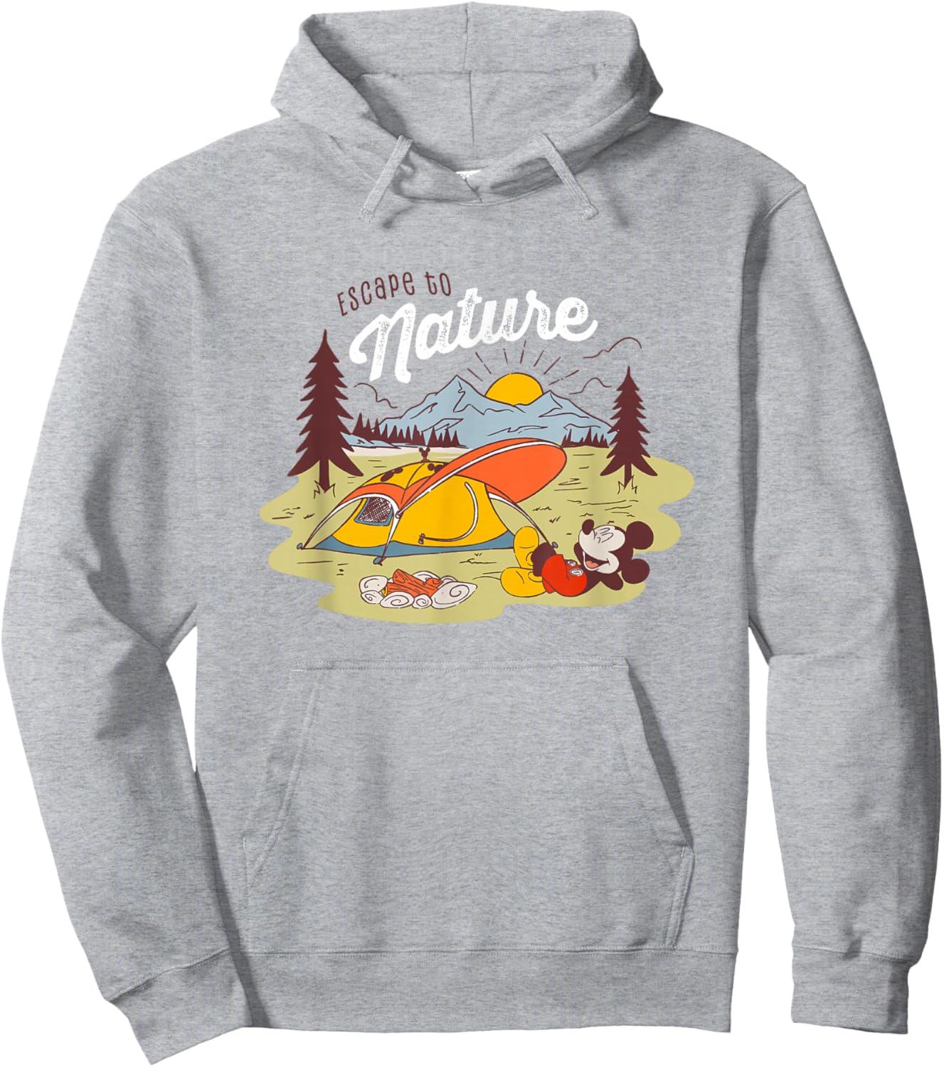 Disney Mickey And Friends Escape To Nature Retro Camping Hoodie - Hoodie | Ash