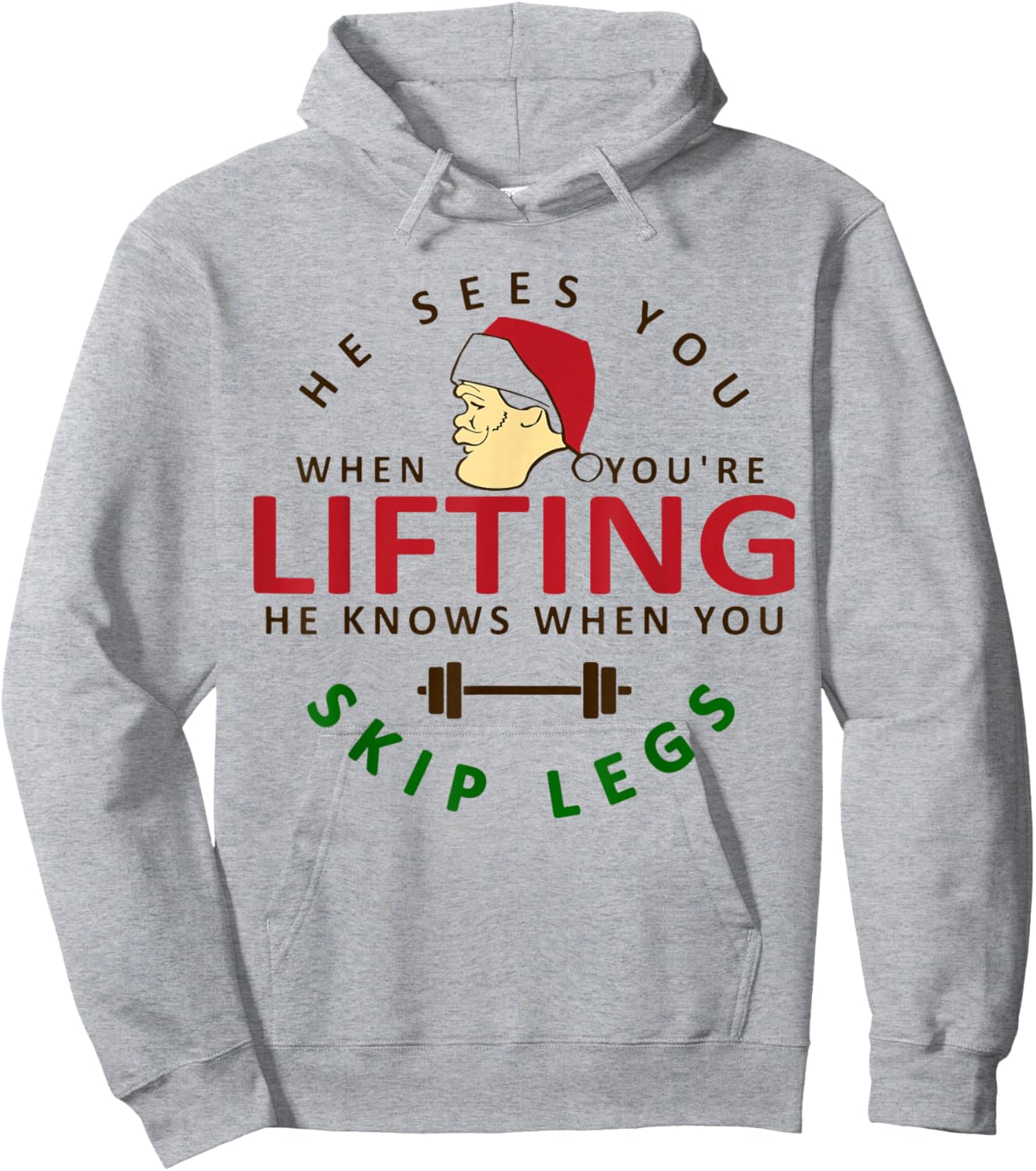 He Sees You When You're Lifting, Christmas Gym Bodybuilding Hoodie - Hoodie | Ash