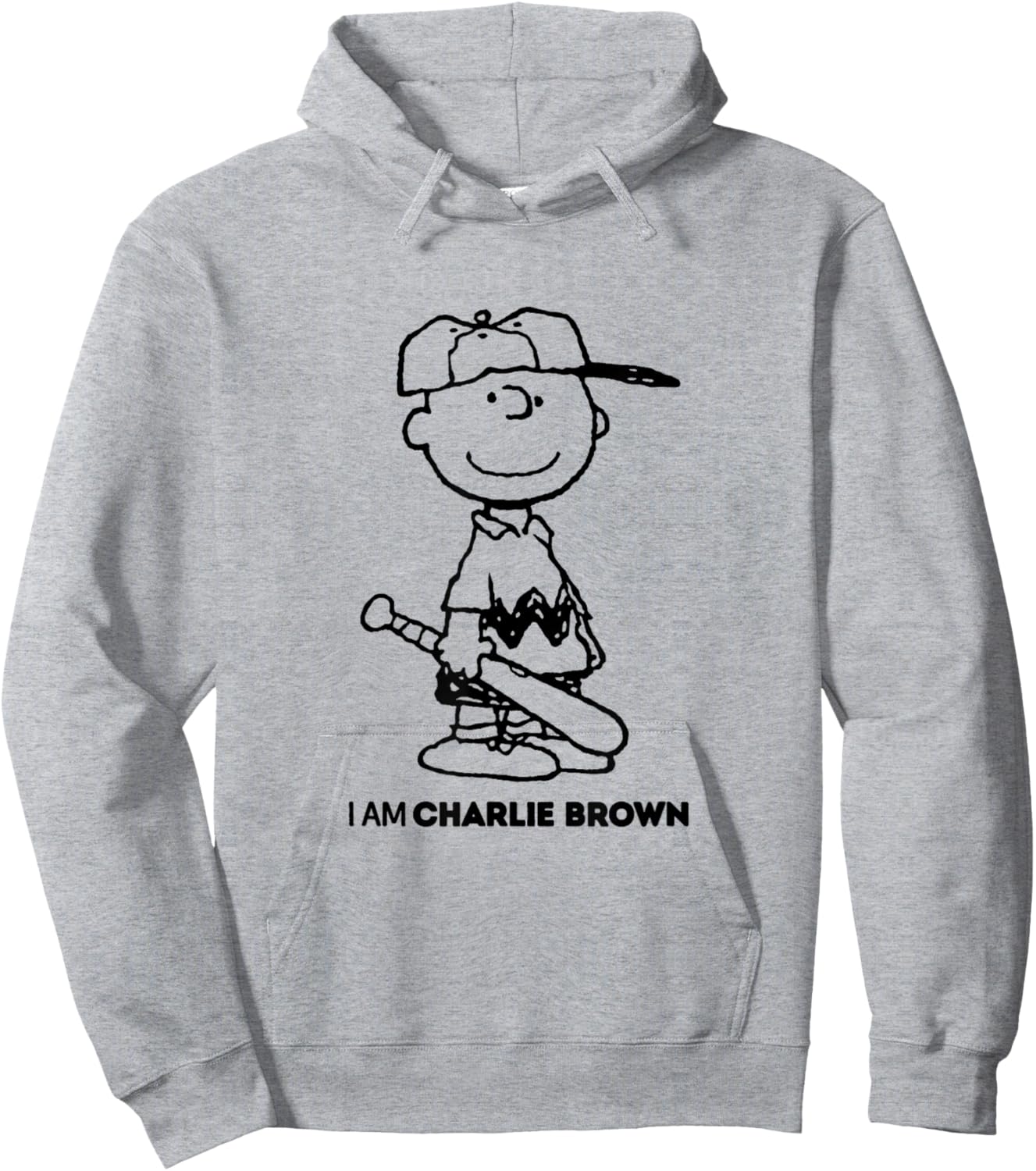 Peanuts I Am Charlie Brown Black Text Hoodie - Hoodie | Ash