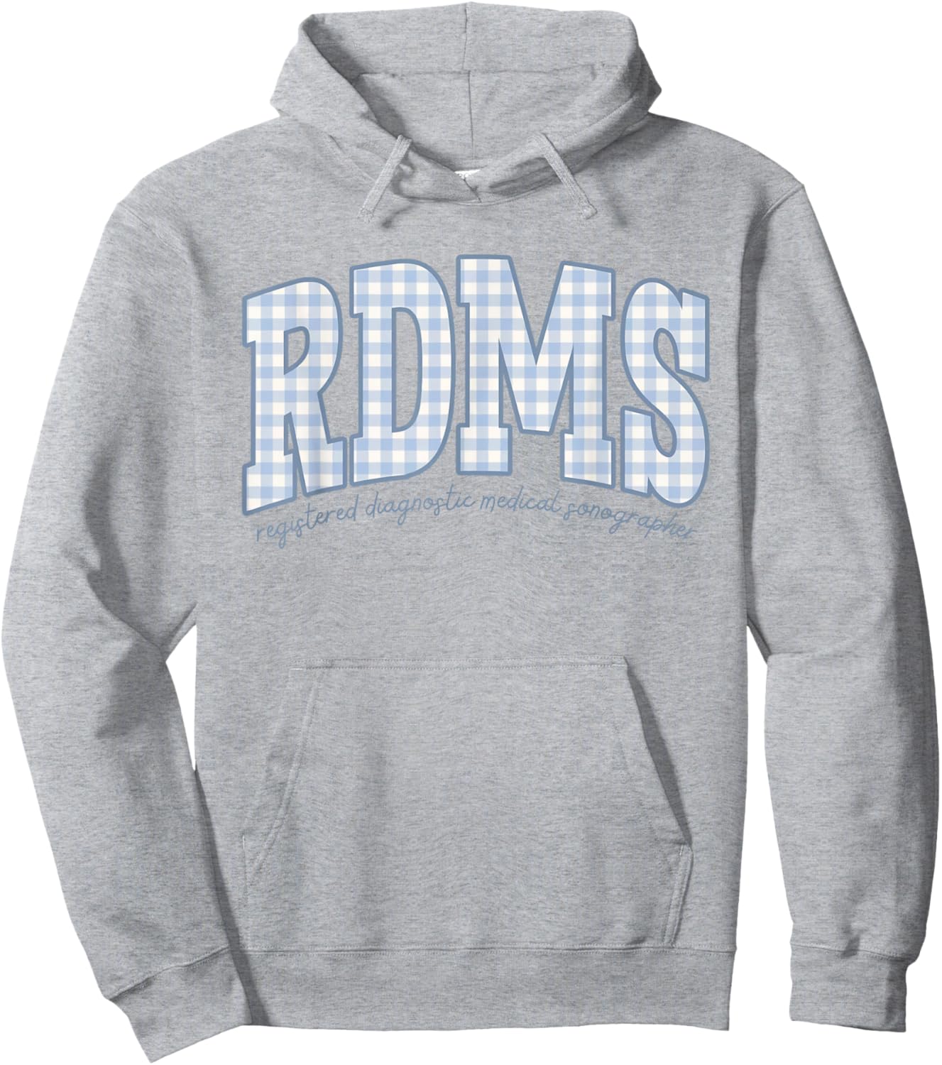 Sonographer RDMS Blue Gingham Ultrasound Tech Sono Tech Hoodie - Hoodie | Ash