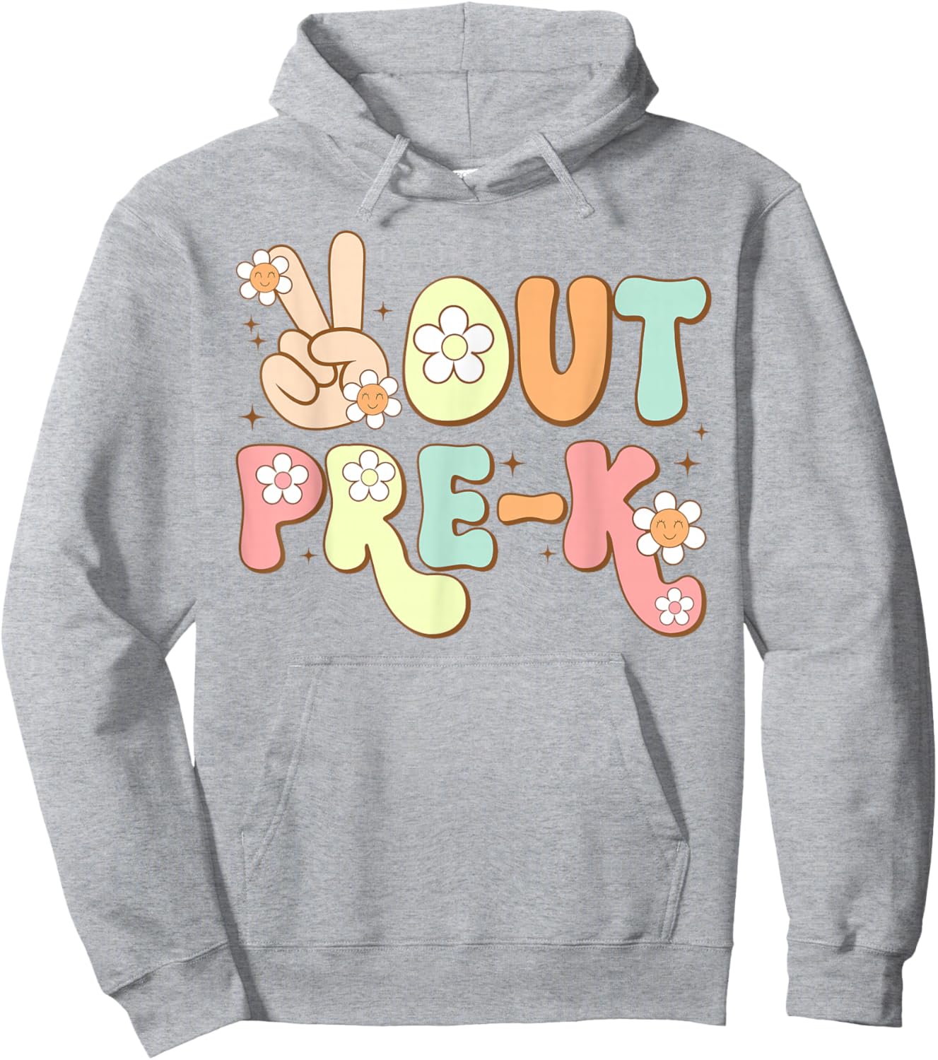 Peace Out Pre-K Funny Happy Last Day of School Groovy Retro Hoodie - Hoodie | Ash