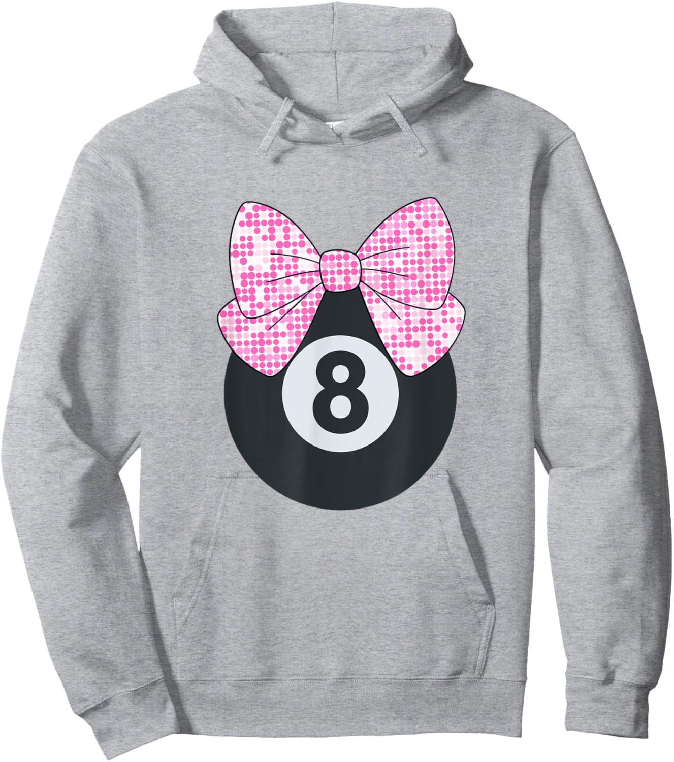 8th Birthday Girls 8 Years Old Pink Retro Bow 8-Ball Hoodie - Hoodie | Ash