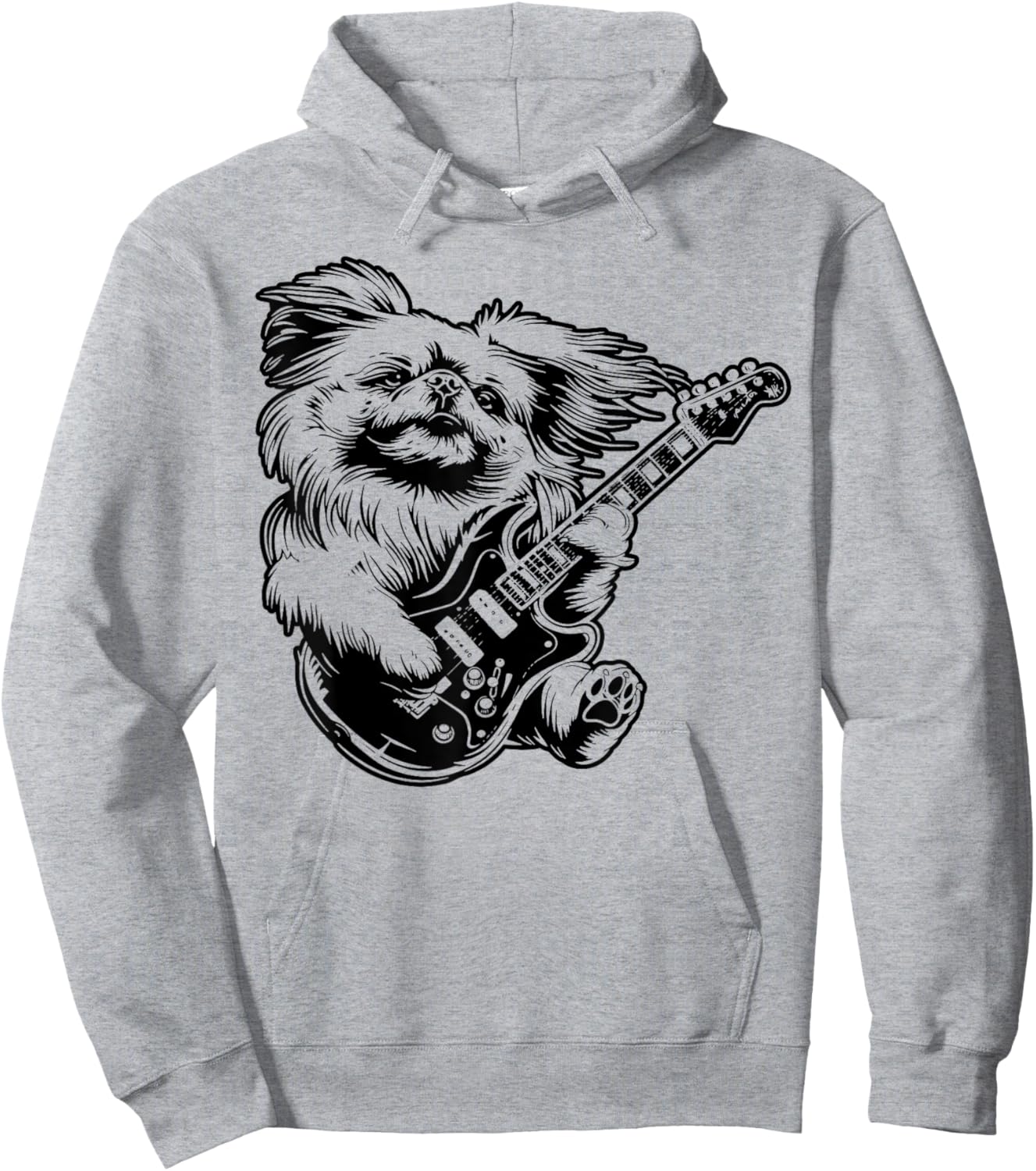 Dog Guitarist Guitar - Pekingese Dad Mom Hoodie - Hoodie | Ash