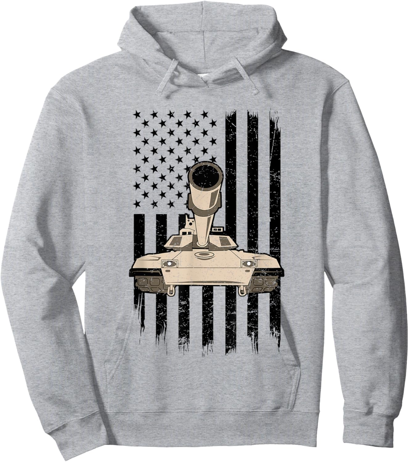 M1 Abrams Tank Flag American US Military Tanker Hoodie - Hoodie | Ash