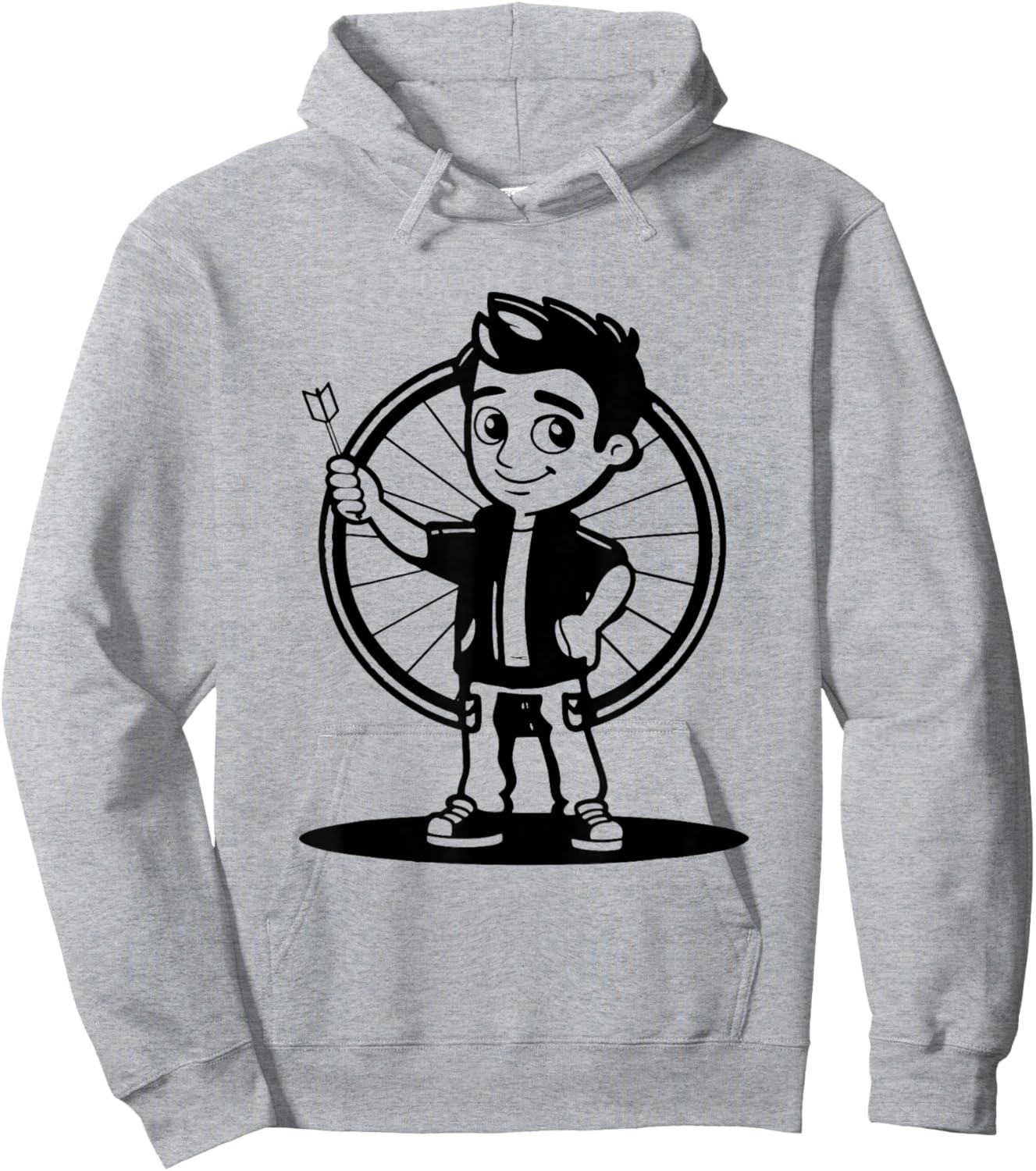 Darts Boy Cartoon Look for Boys Hoodie - Hoodie | Ash