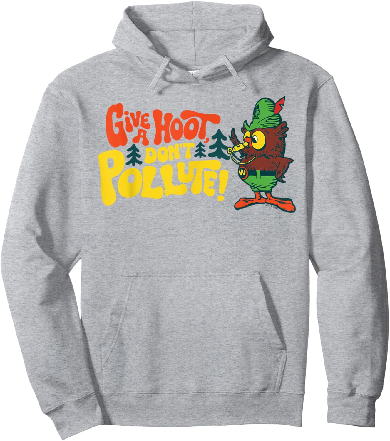 Woodsy Owl Give A Hoot Don't Pollute Classic Conservation Hoodie - Hoodie | Ash