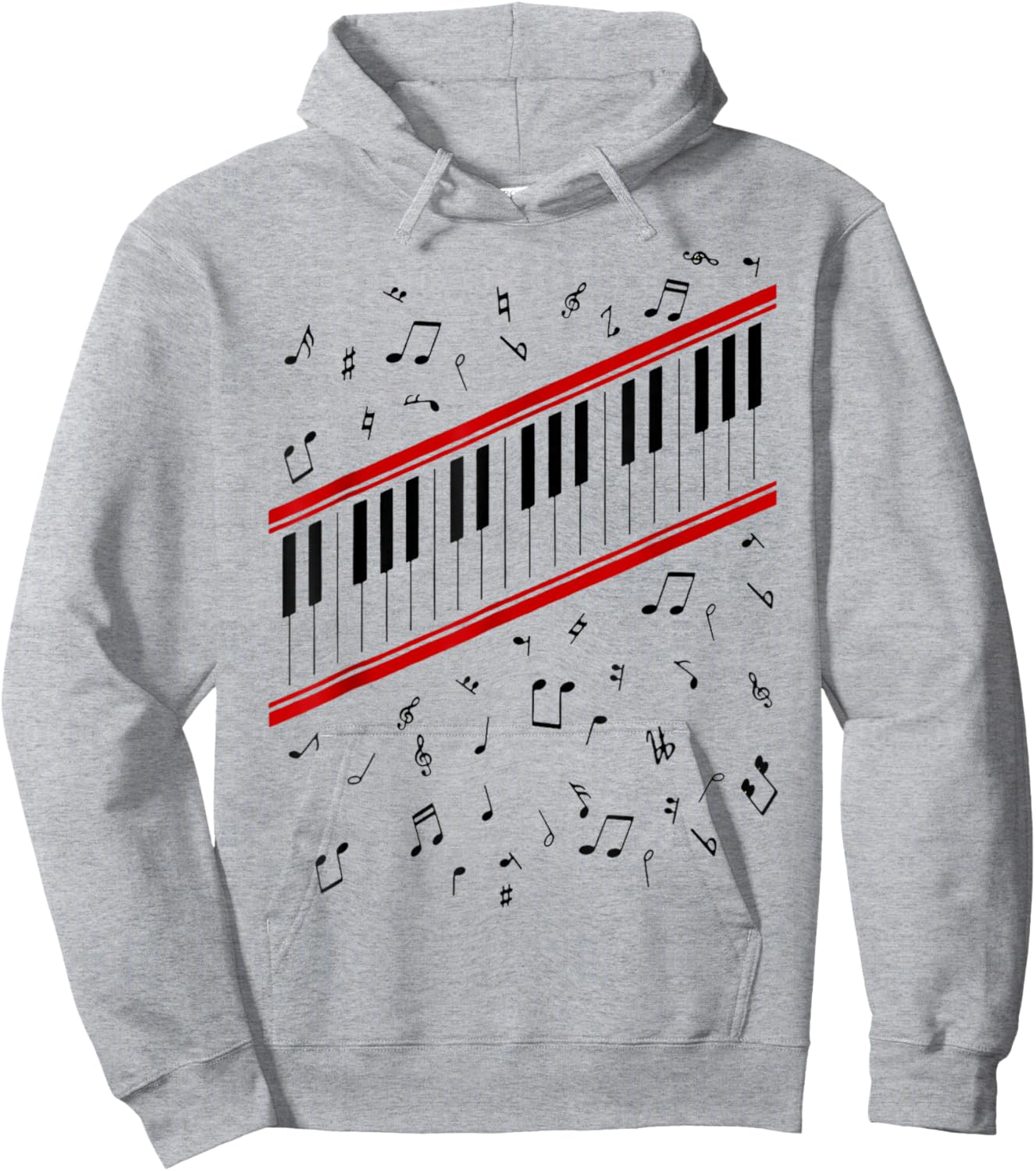 Retro Piano Keyboard Music Notes 80s Vibe Hoodie - Hoodie | Ash