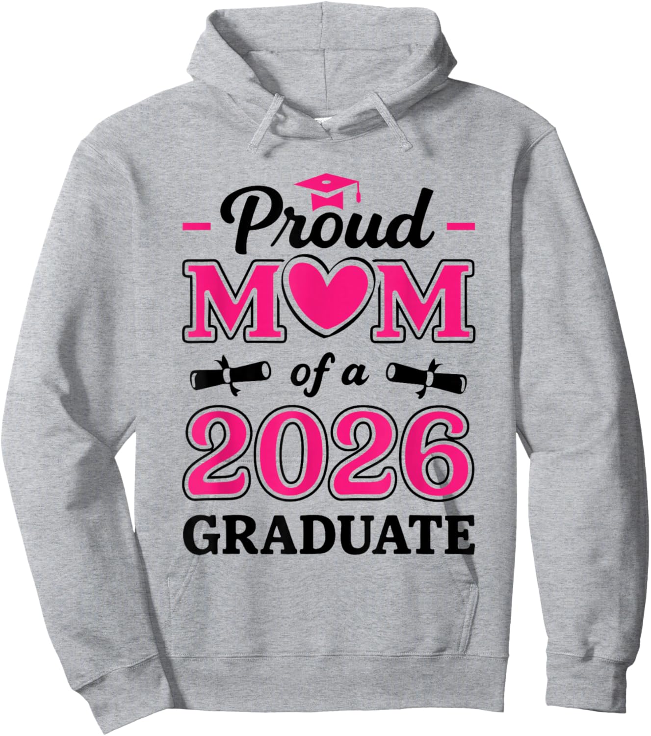Proud Mom of A 2026 Graduate Senior Grad Family Matching Hoodie - Hoodie | Ash