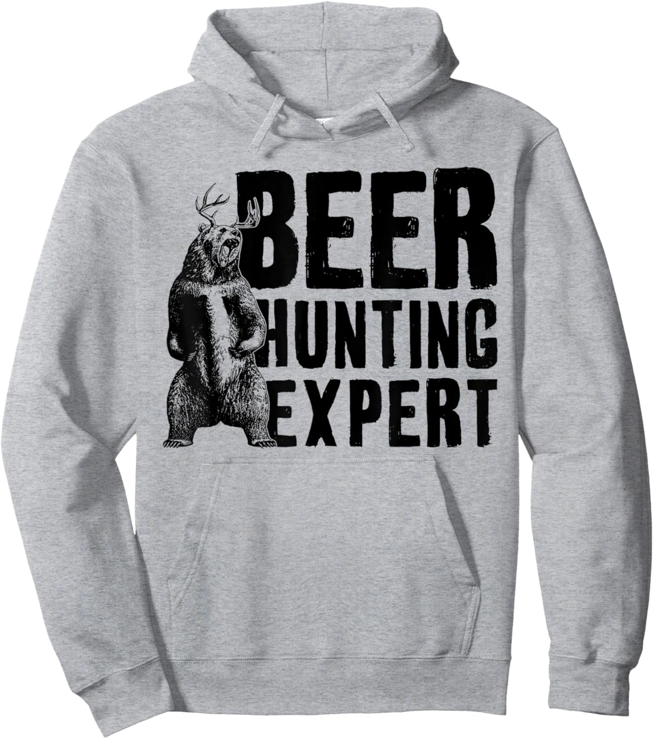 Beer Hunting Expert Funny Saying Quote Bear Deer Men Women Hoodie - Hoodie | Ash