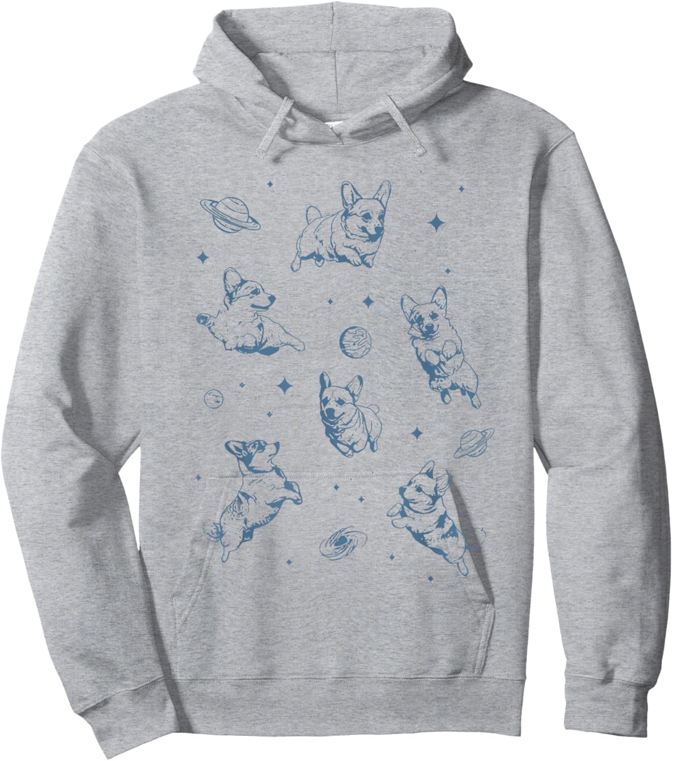 Retro 90's Corgi in Space Galaxy Dog Shirt Corgi Dog Mom Hoodie - Hoodie | Ash