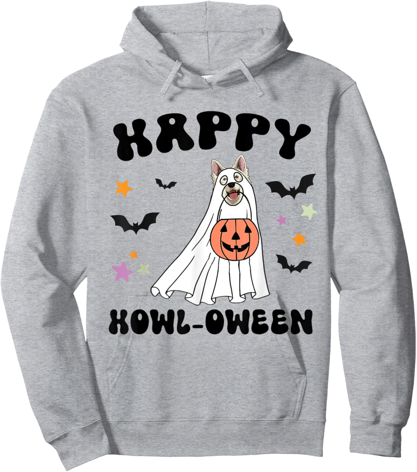 White German Shepherd Boo Dog Lover Costume Happy Halloween Hoodie - Hoodie | Ash