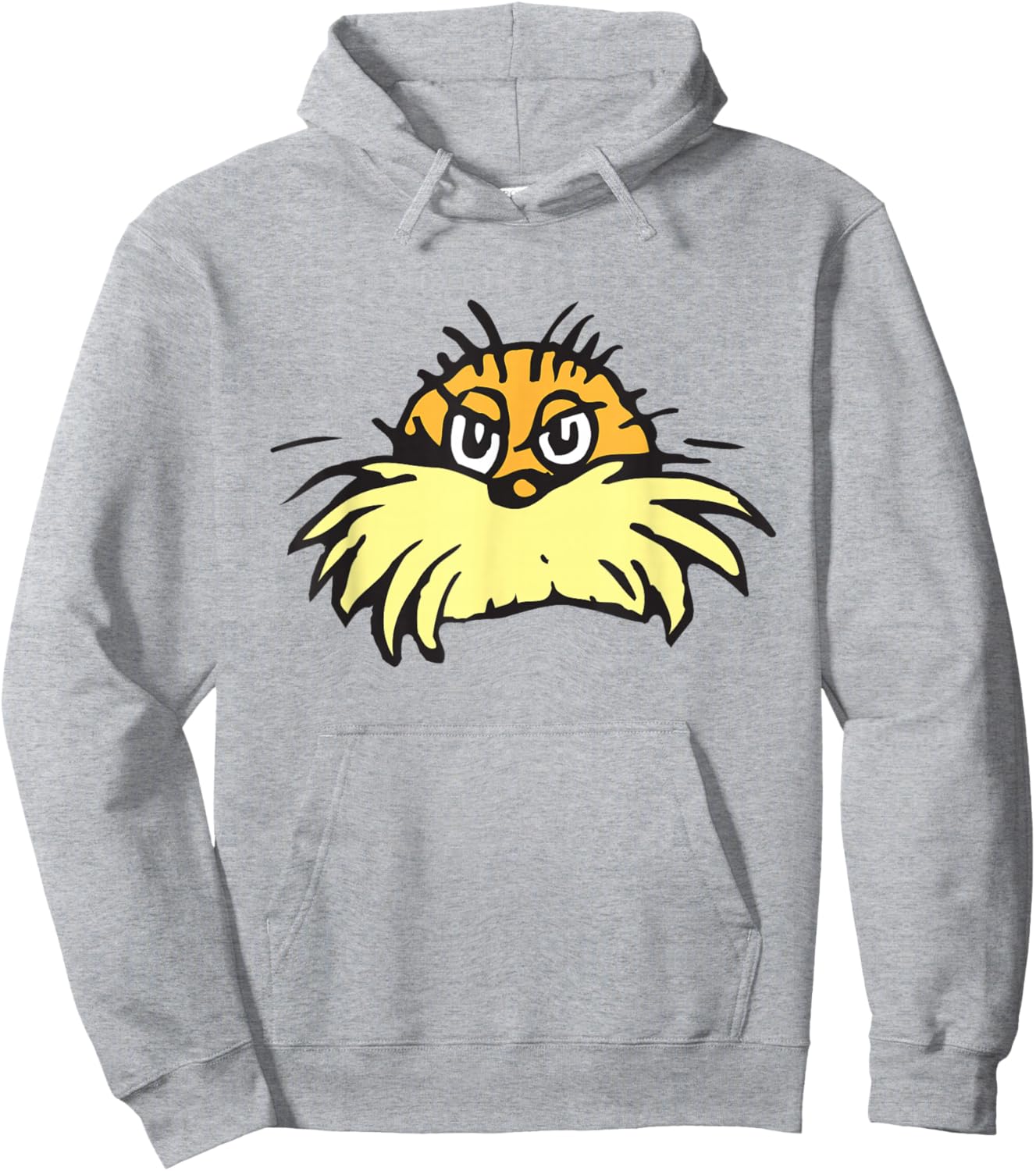 Dr. Seuss The Lorax Face - , Blue, Small, Short Sleeve, Cotton Blend, Classic Fit Hoodie - Hoodie | Ash