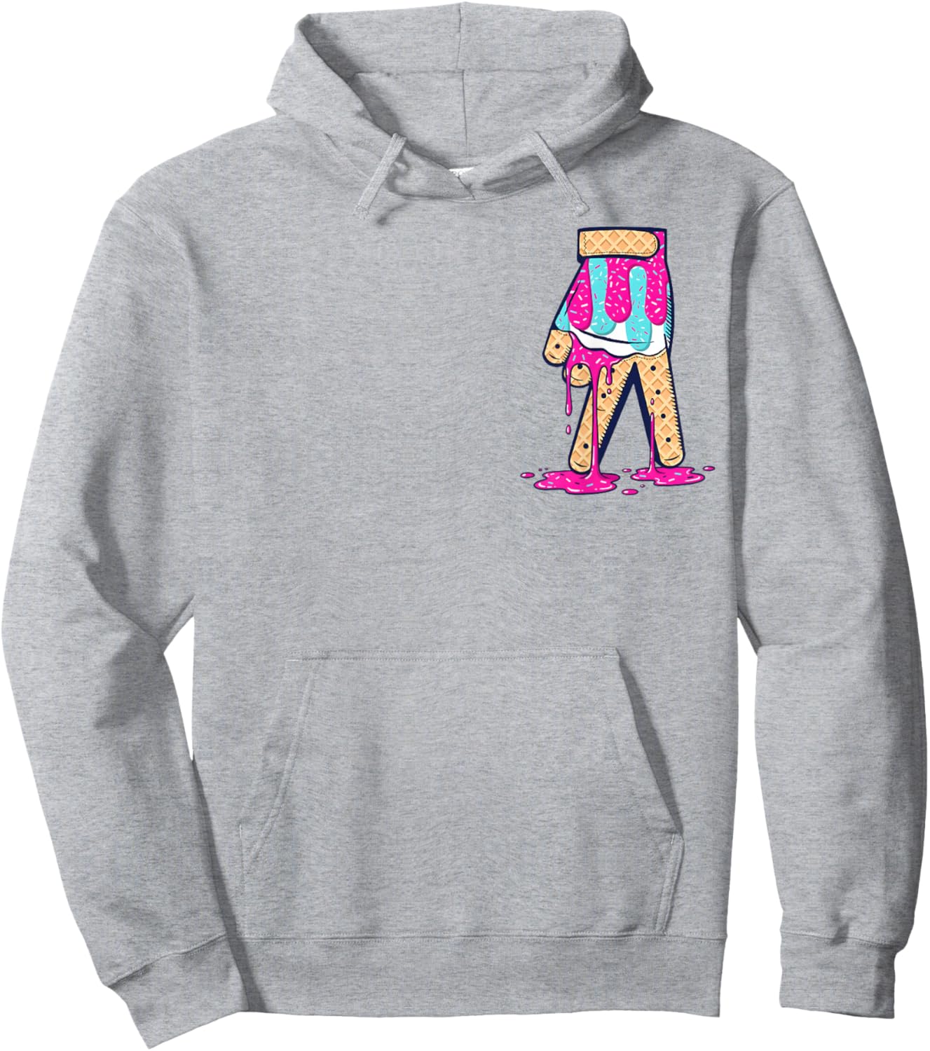Baseball Ice Cream Drip Boys Home Plate Glove Respect Drip Hoodie - Hoodie | Ash