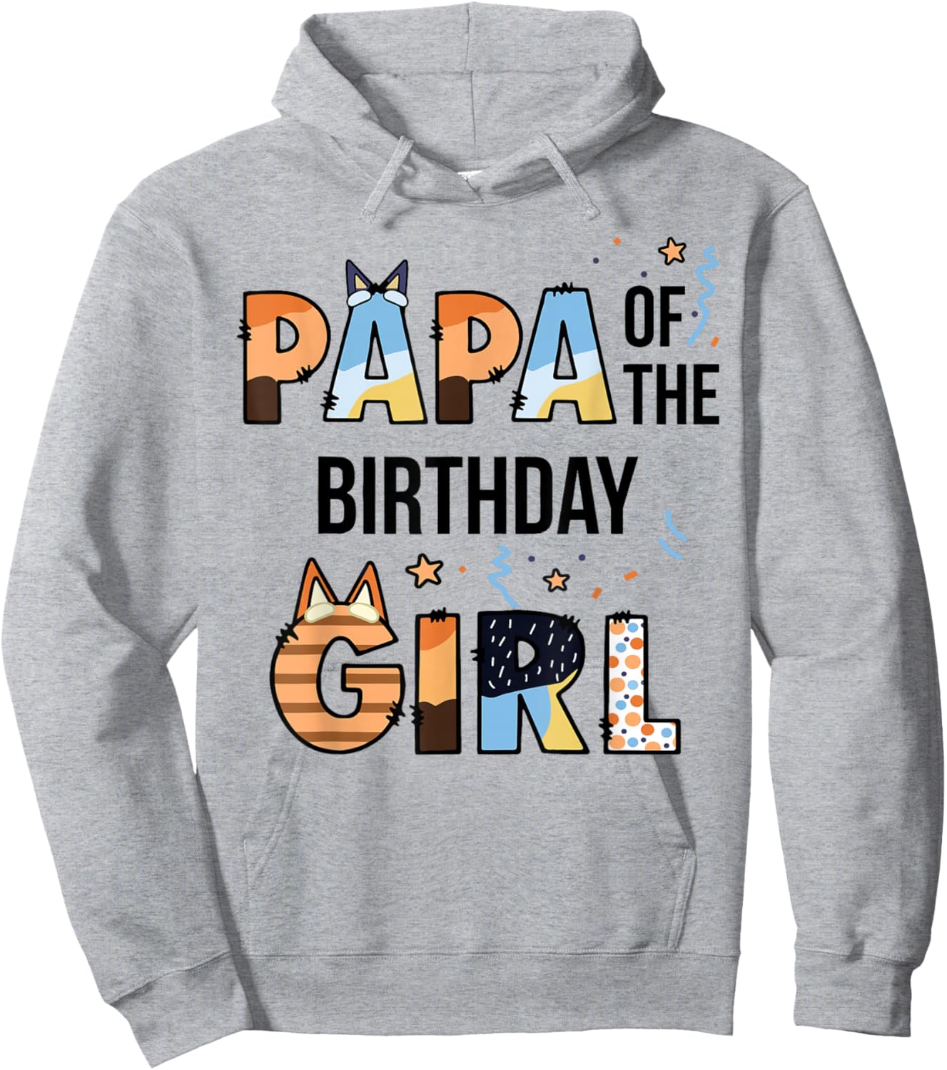 Papa of The Birthday Girl Party Blue Dog Lover Matching Hoodie - Hoodie | Ash