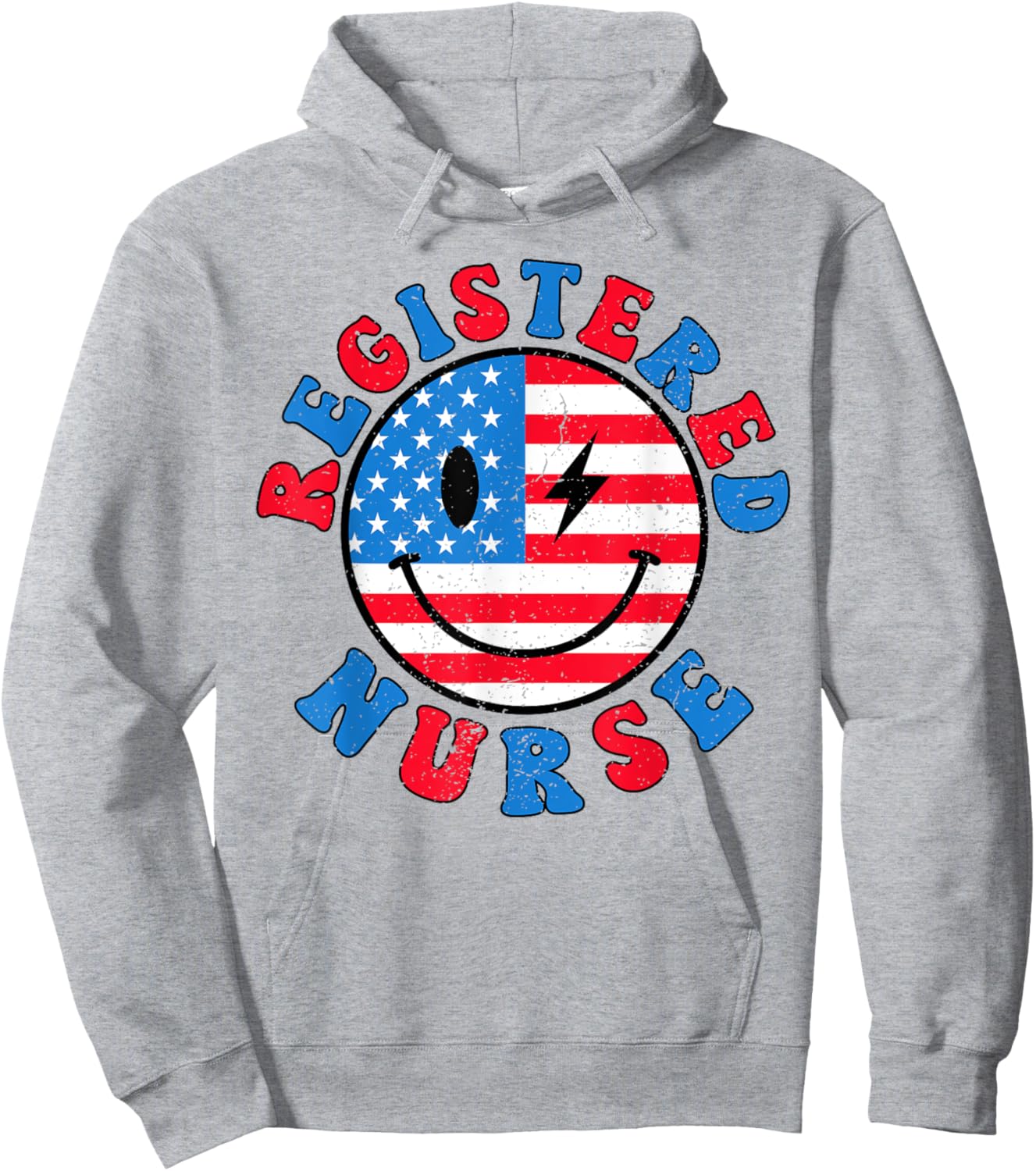Registered Nurse 4th of July 2024 American Flag RN Nurse Hoodie - Hoodie | Ash