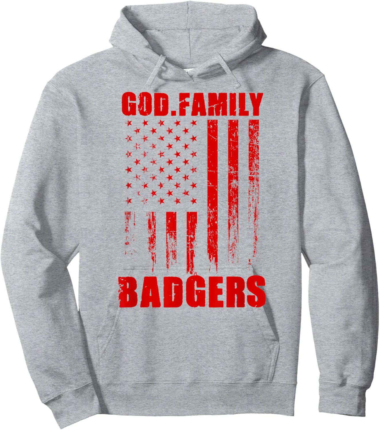 Arkadelphia Badgers God. Family. Vintage USA Flag Hoodie - Hoodie | Ash