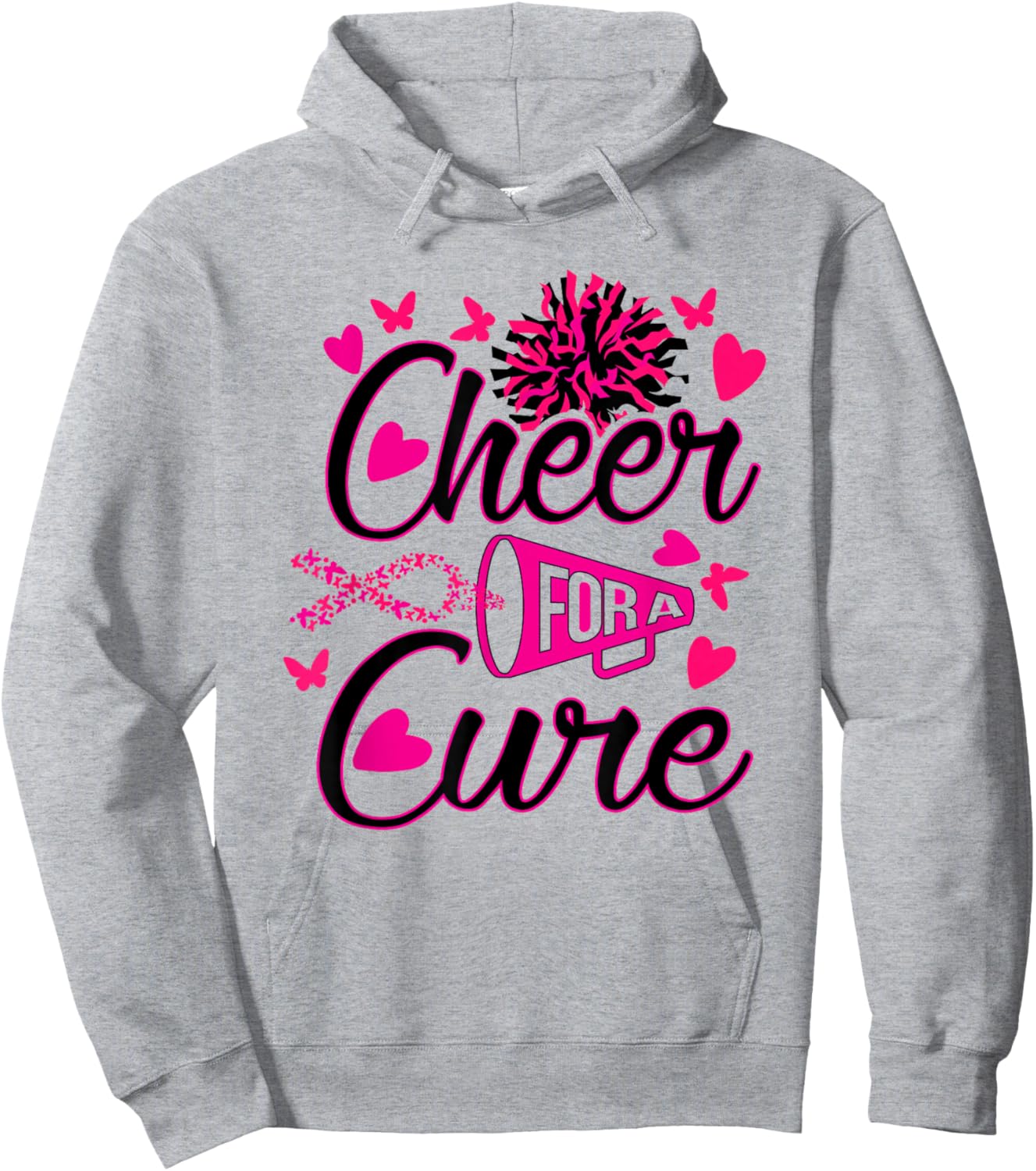Cheer For The Cure Breast Cancer Awareness Hoodie - Hoodie | Ash