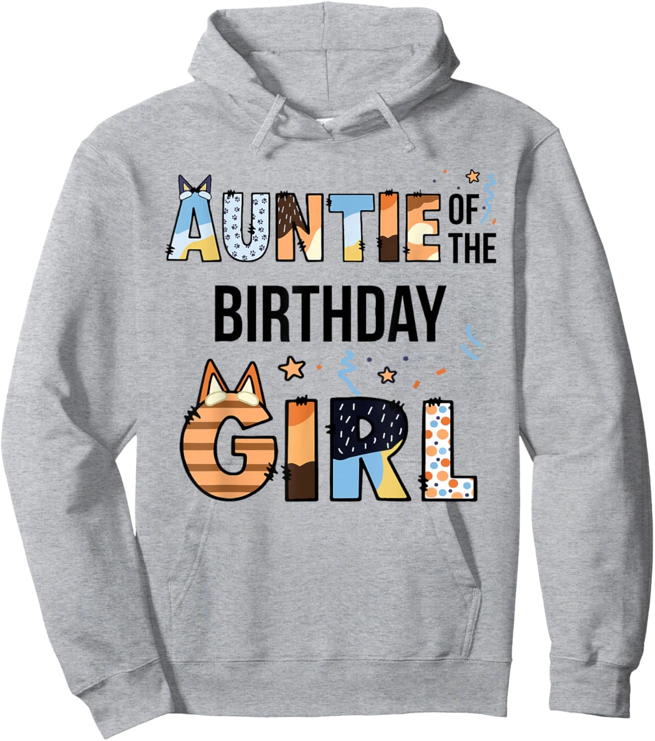 Auntie of The Birthday Girl Party Blue Dog Lover Matching Hoodie - Hoodie | Ash