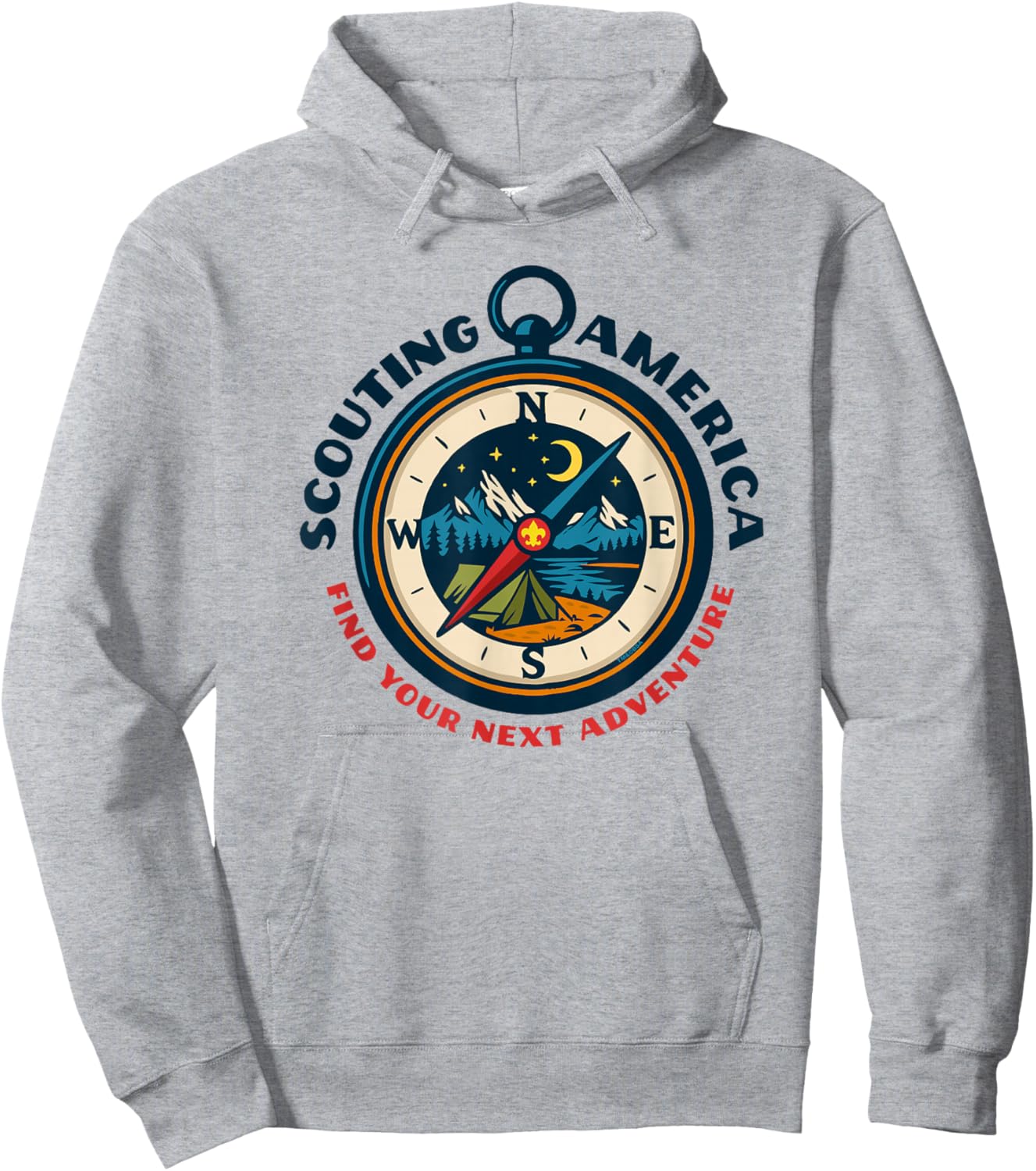 Find Your Next Adventure Scouting America Retro Compass Art Hoodie - Hoodie | Ash