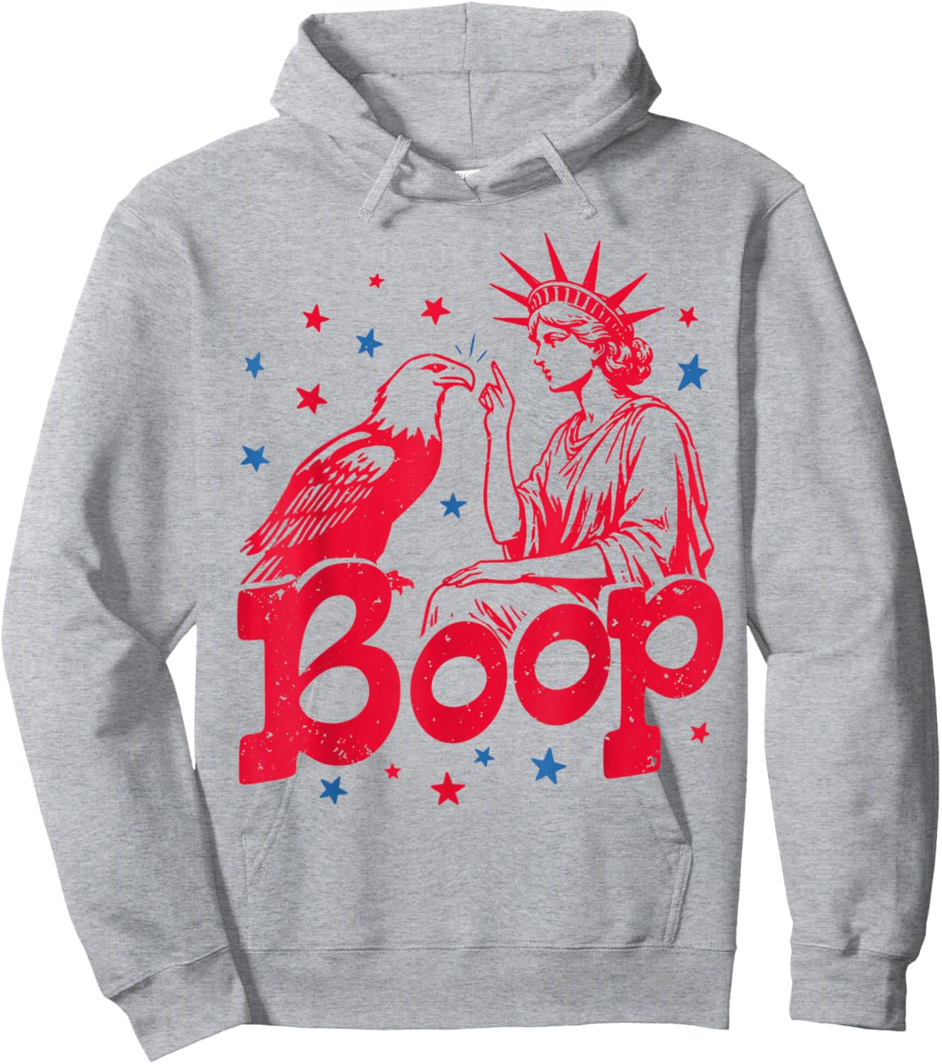 Boop Vintage Statue of Liberty and Eagle Funny Patriotic Hoodie - Hoodie | Ash