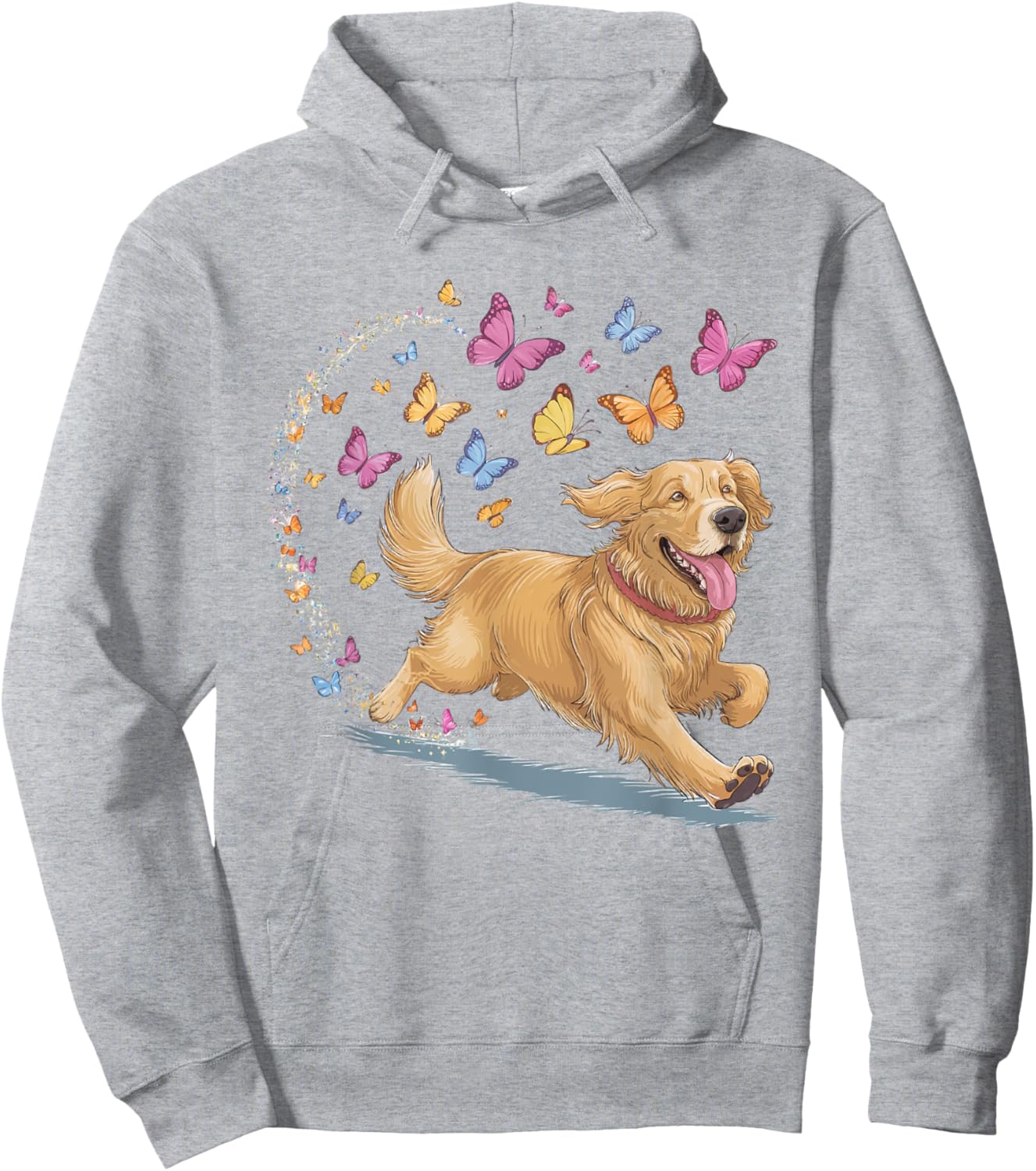 Dog Chases Butterflies Golden Retriever Butterfly Hoodie - Hoodie | Ash