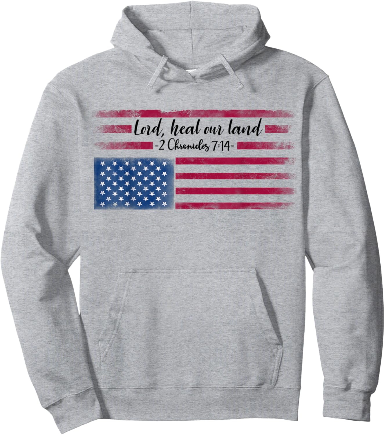 Distressed Upside Down American Flag Lord Heal our Land Women Men Hoodie - Hoodie | Ash