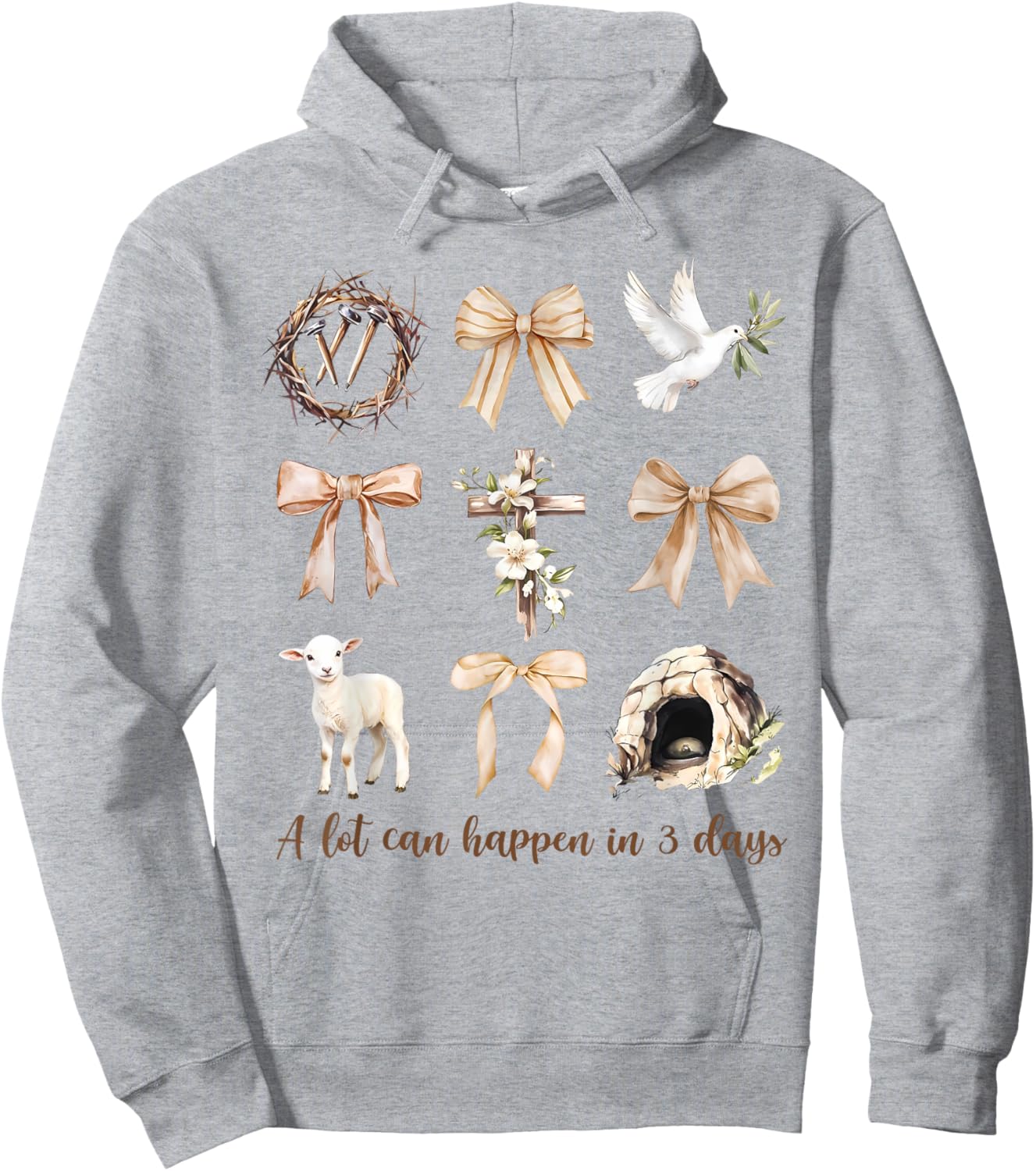 Funny A Lot Can Happen in 3 Days Coquette Bow Easter Day Hoodie - Hoodie | Ash