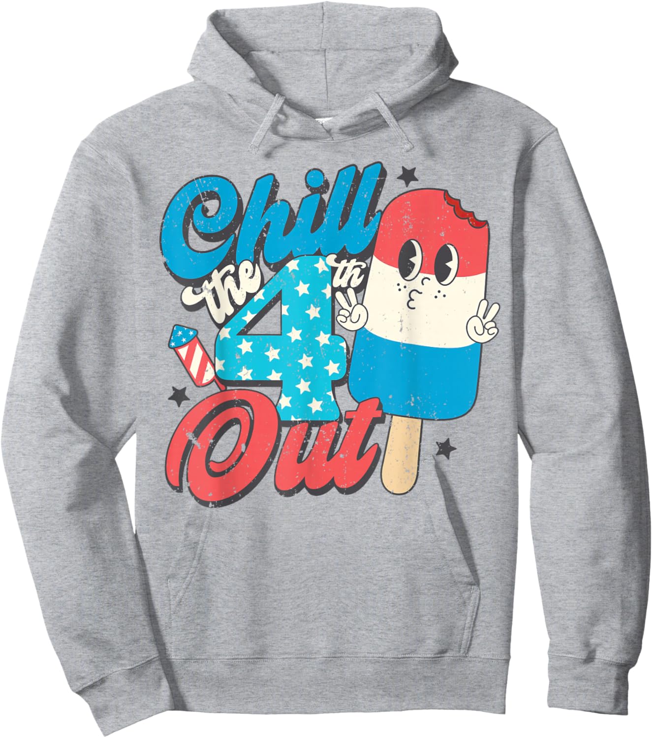 Chill The Fourth Out Popsicle 4th of July Shirts Boys Men Hoodie - Hoodie | Ash